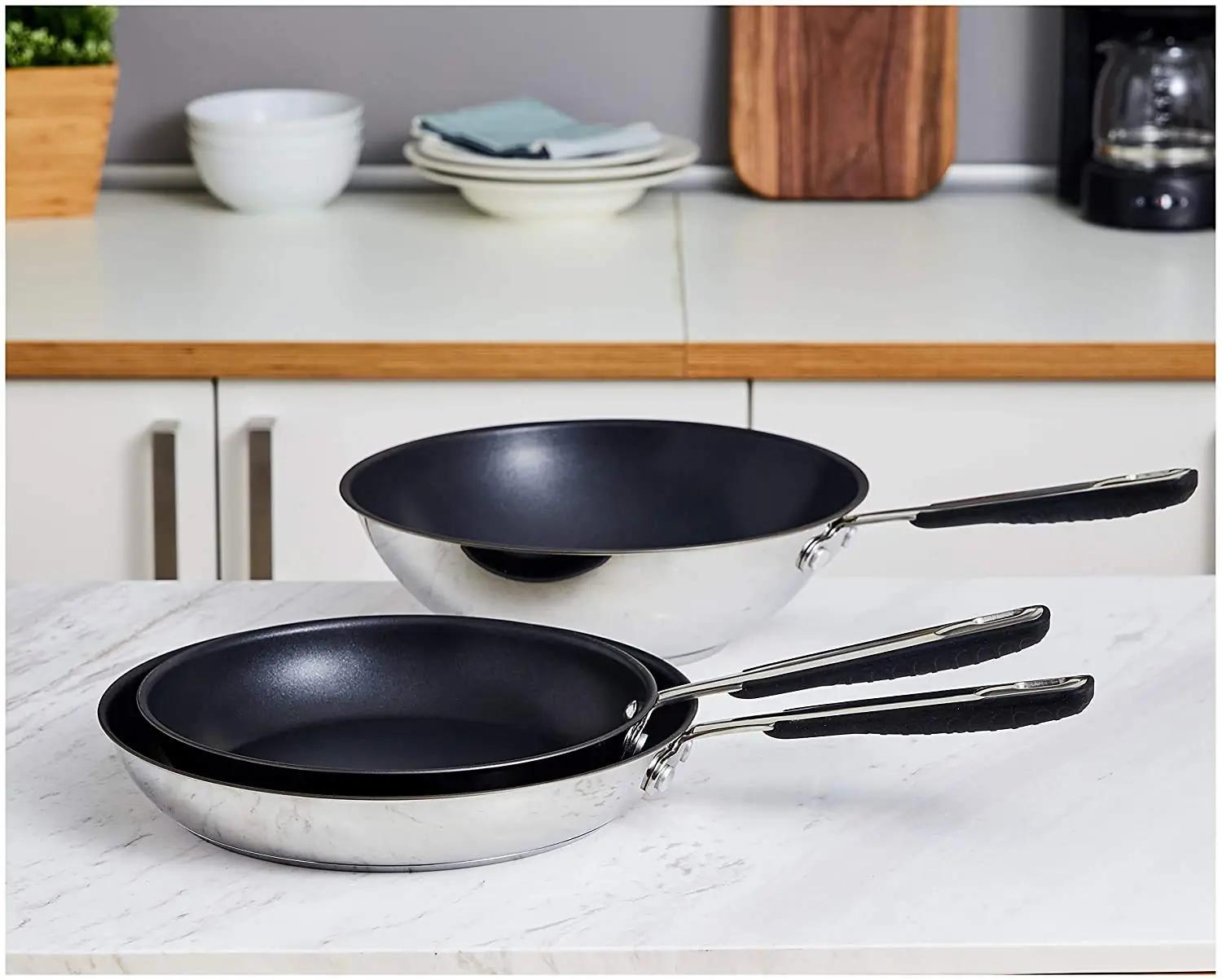 Amazon Basics roostevabast kolmikpannikomplekt — mitmekülgne ja – pilt 6