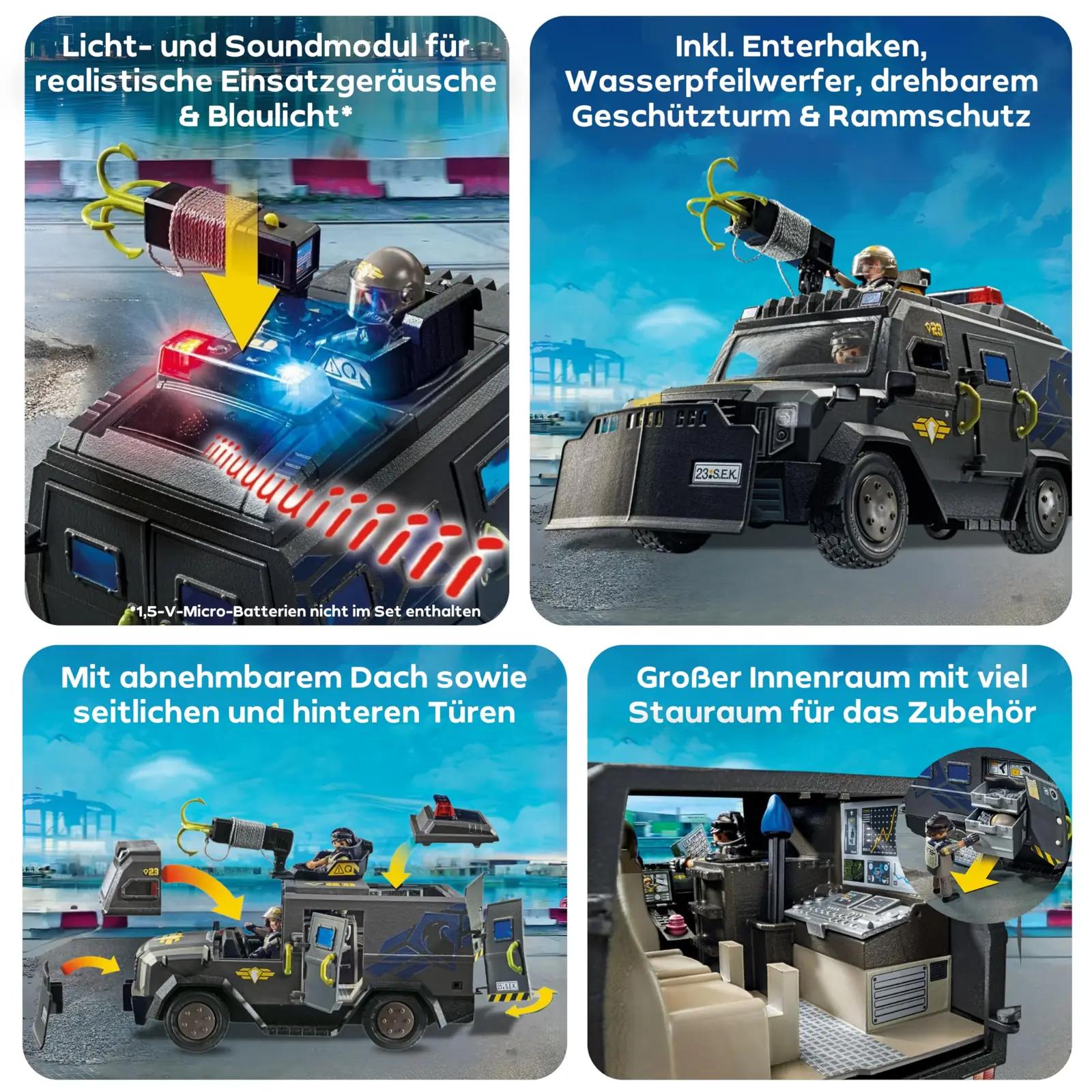 PLAYMOBIL SWAT-maastikusõiduk lastele — kõlav ja valgustusega – kasutusnäide