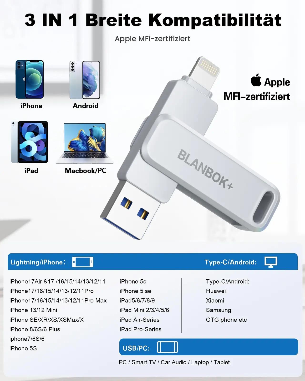 BLANBOK+ 512GB iPhone mälupulk – turvaline Lightning-varu – pilt 7
