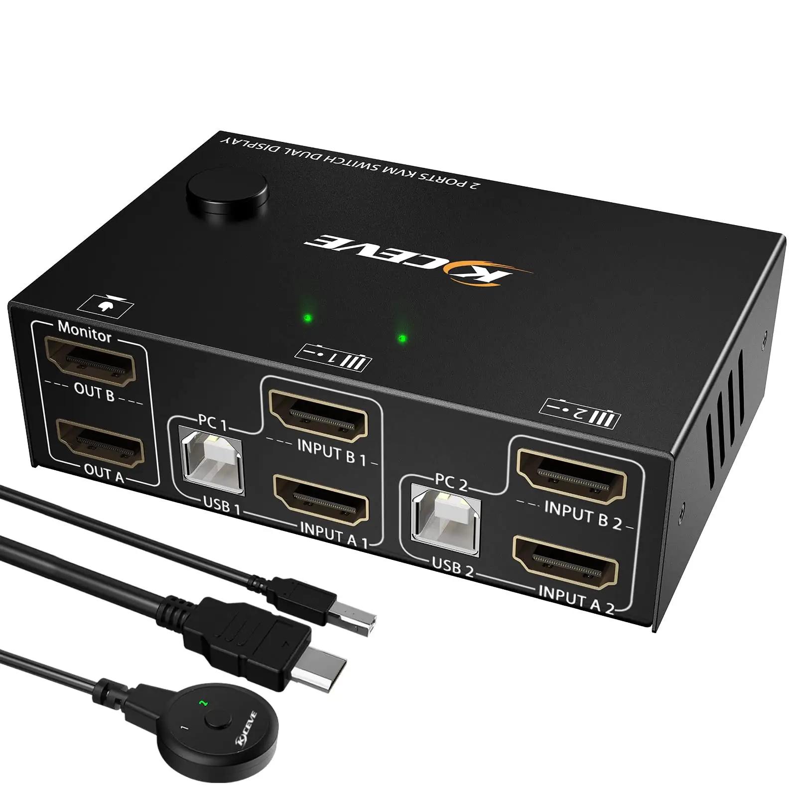 MLEEDA HDMI KVM switch kahe monitori jagamiseks ja töölauaks