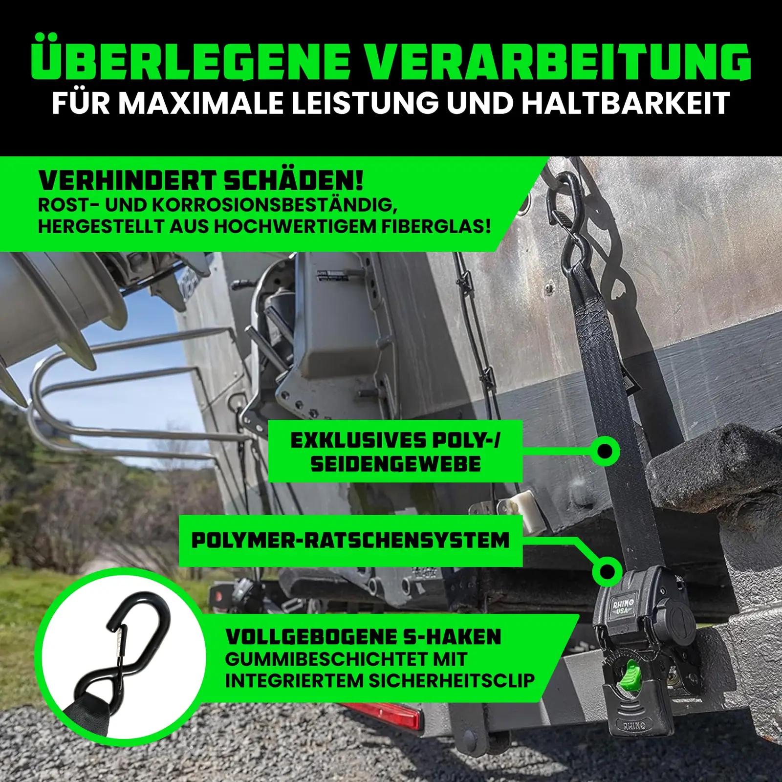 Rhino USA tugev terasrihmad paadiveoks — vastupidav 5cm x1,1m – pakend ja tarvikud