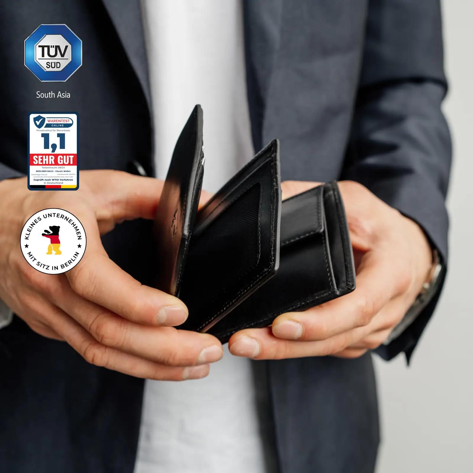 Berliner Bags nahast meeste rahakott RFID-kaitsega kingituseks – pakend ja tarvikud