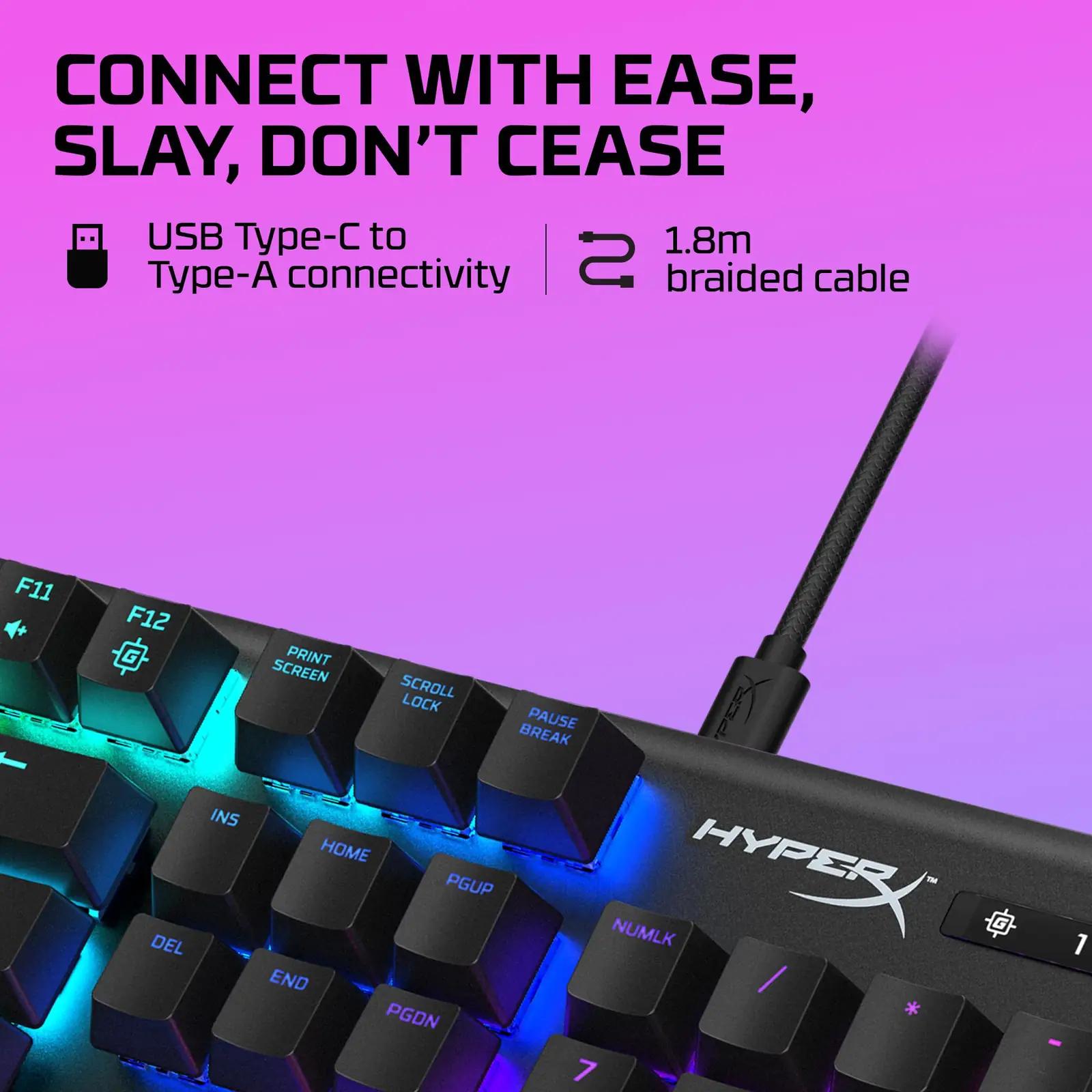 HyperX vastupidav alumiiniumist mängutastatuur – clicky Blue – detailne vaade