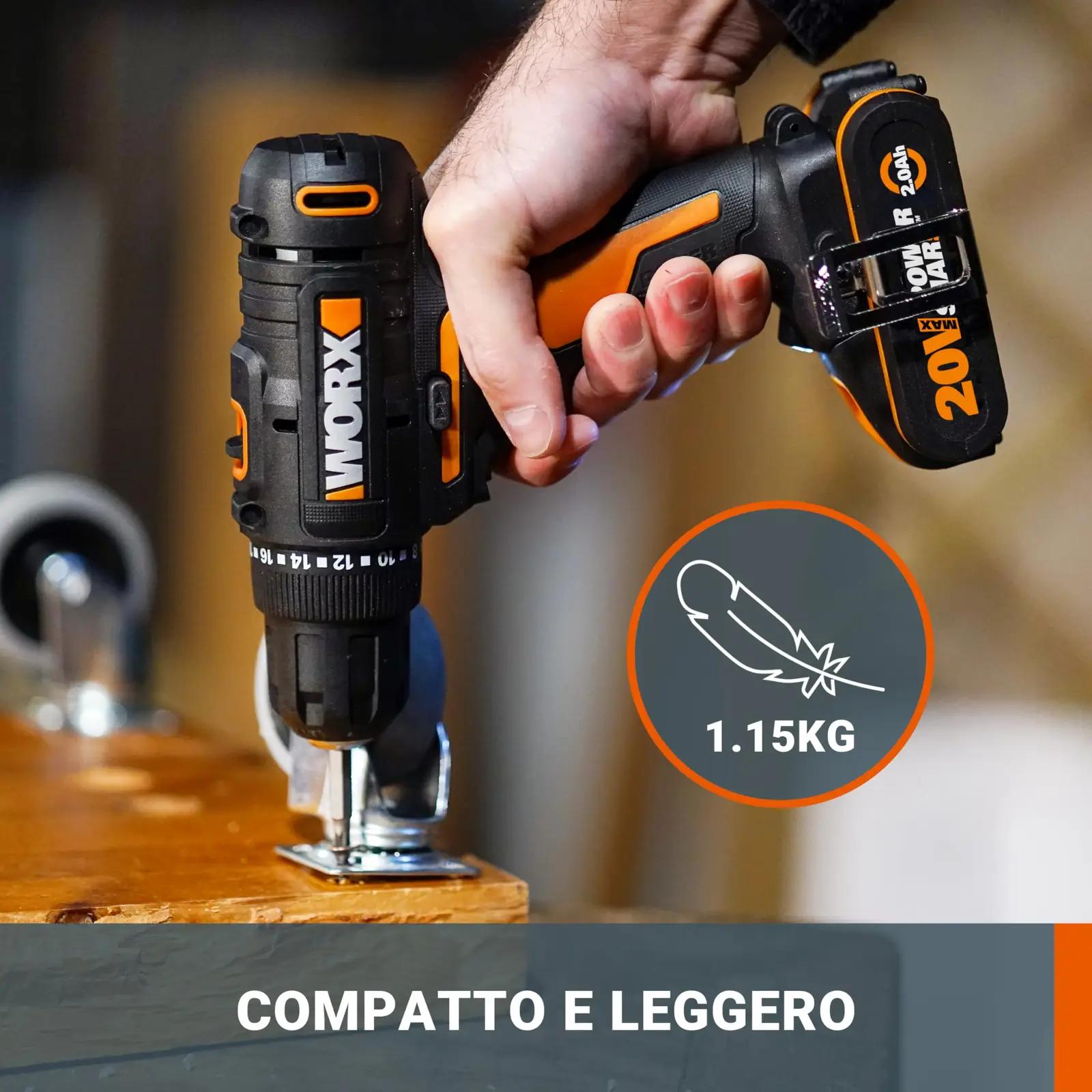 WORX vastupidav 20V juhtmevaba kruvikeeraja WX100.9 — tugev 30Nm – lisavaade