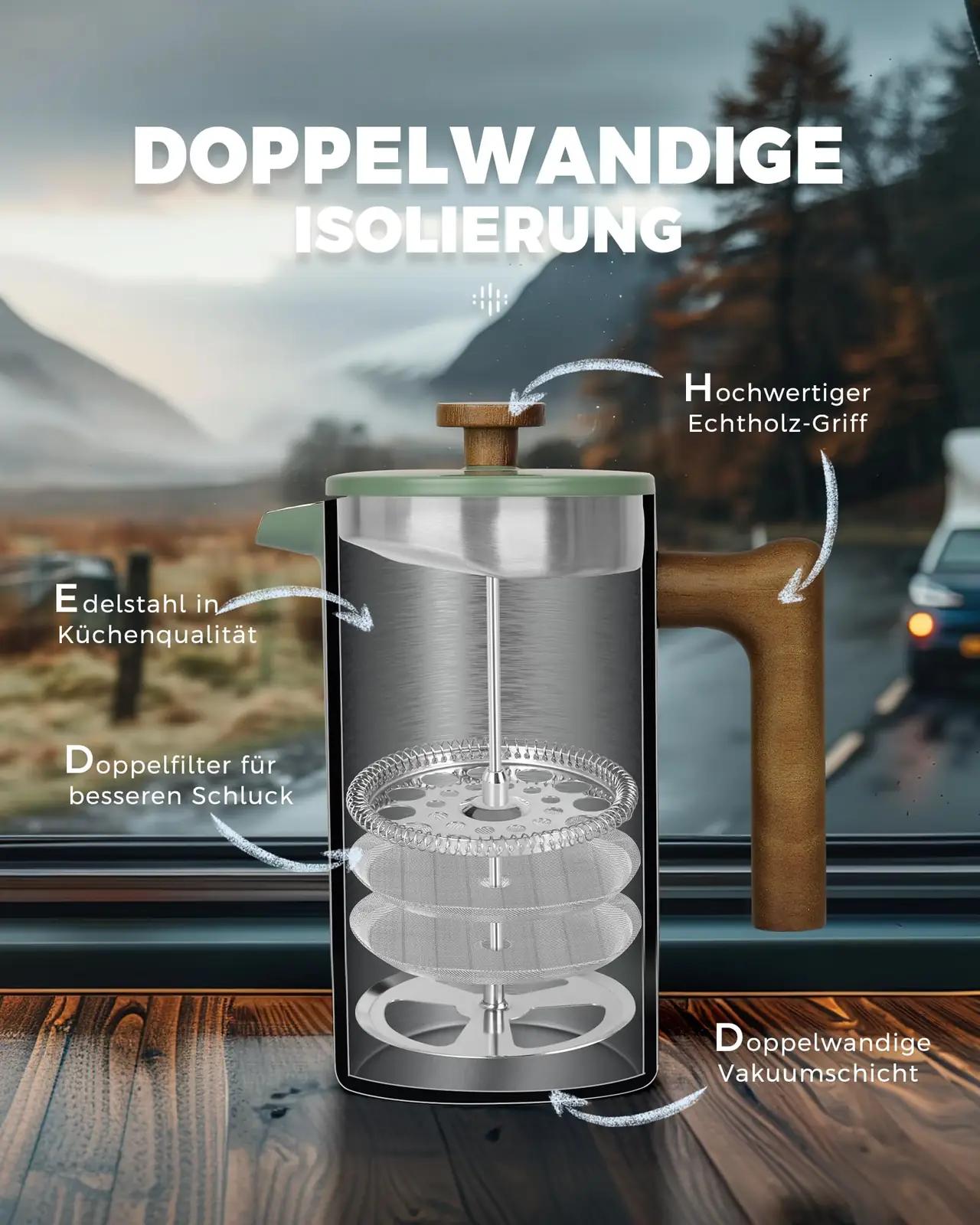 POLIVIAR 7379 POLIVIAR terasest French Press 1 L — isoleeritud – lisavaade