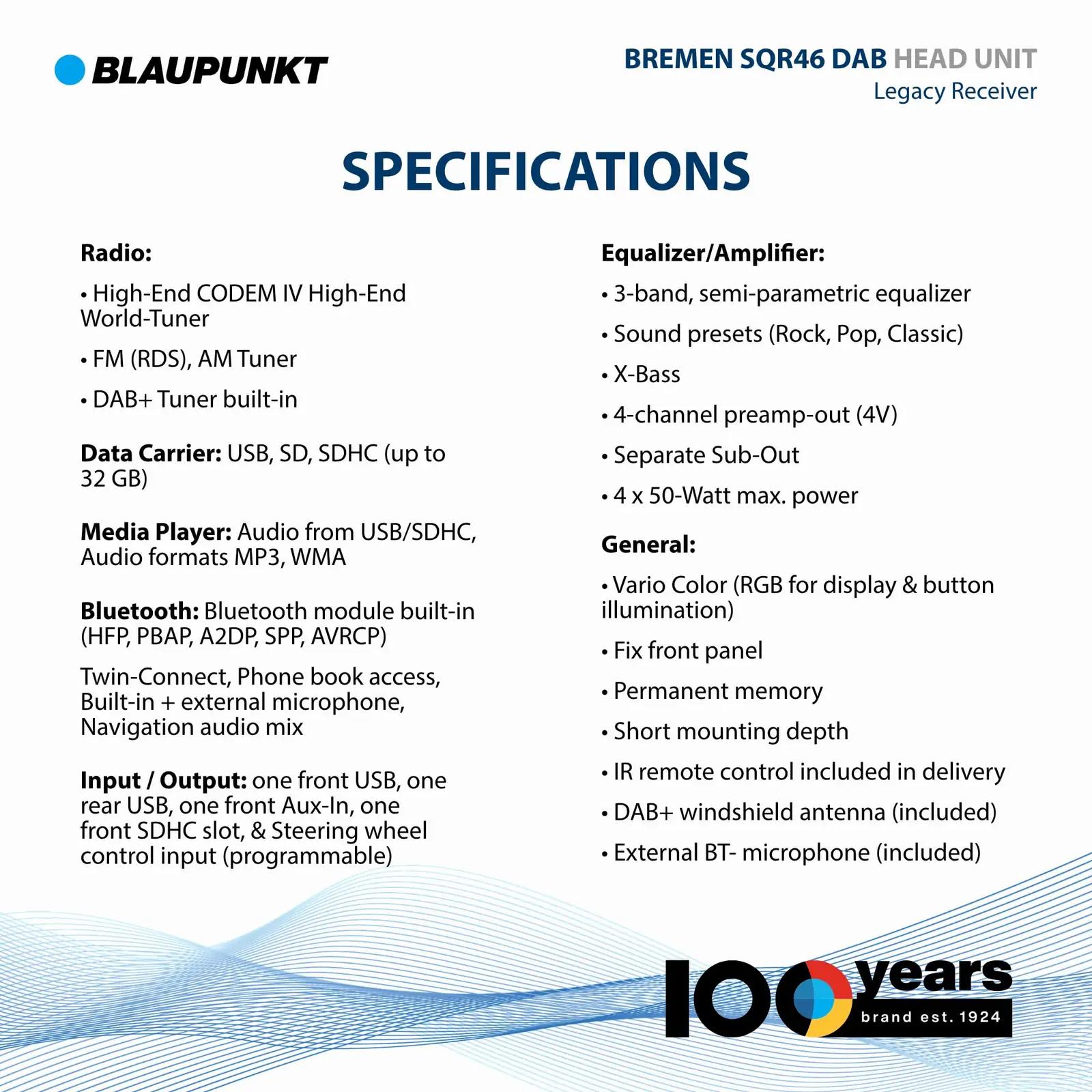Blaupunkt autoriraadio BREMEN – vanakooli disain ja DAB+ heli – pakend ja tarvikud