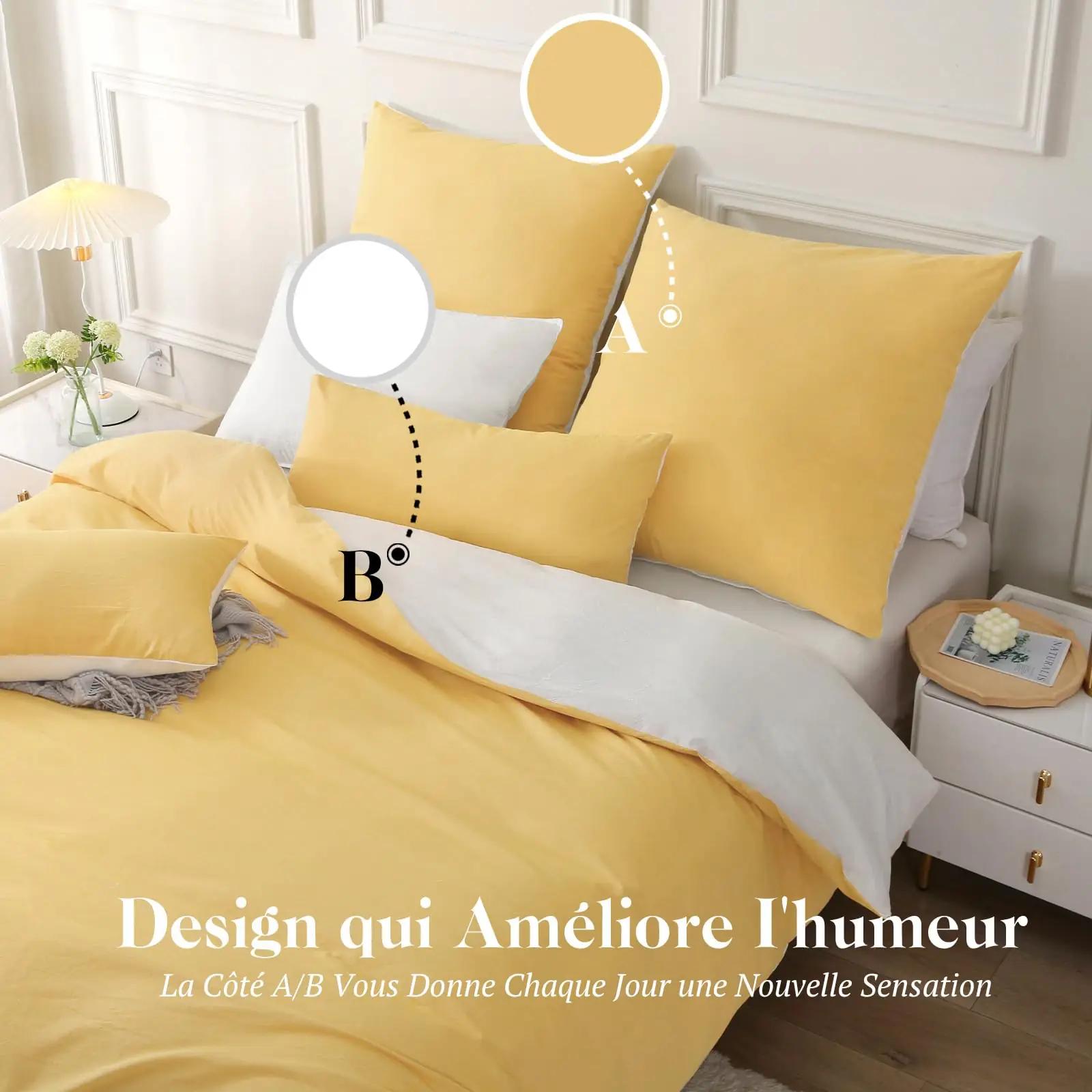 SOULFUL puuvillane voodipesu 240×260 pidulik kollane komplekt – detailne vaade