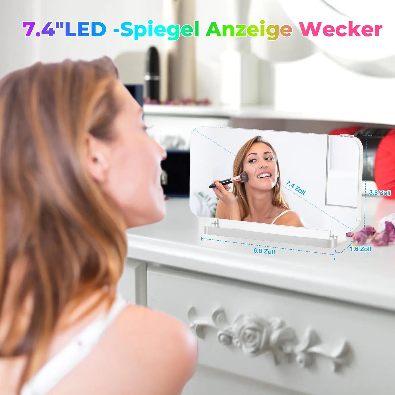 U-picks kaasaegne peegellik LED-äratus koos projektoriga – pilt 9
