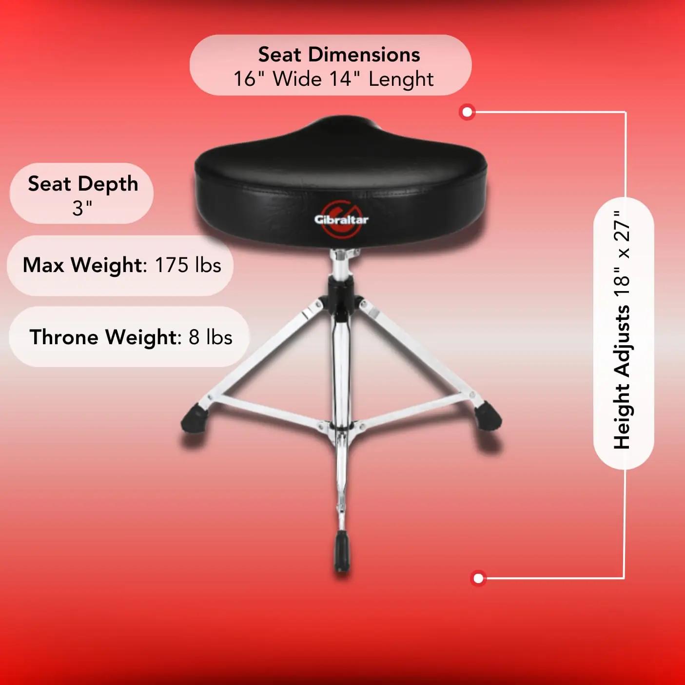 Gibraltar trummipukk 6608 Moto Seat — vastupidav istmepadi – pakend ja tarvikud
