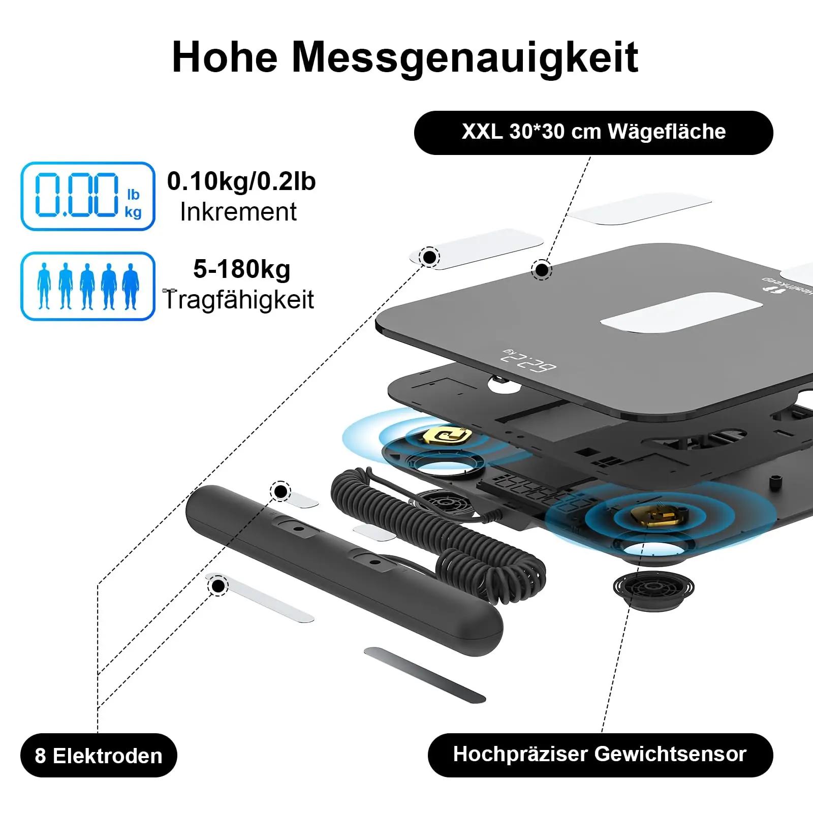 Healthkeep digitaalne kehakoostisekaal klaasist — täpne koduseks – kasutusnäide