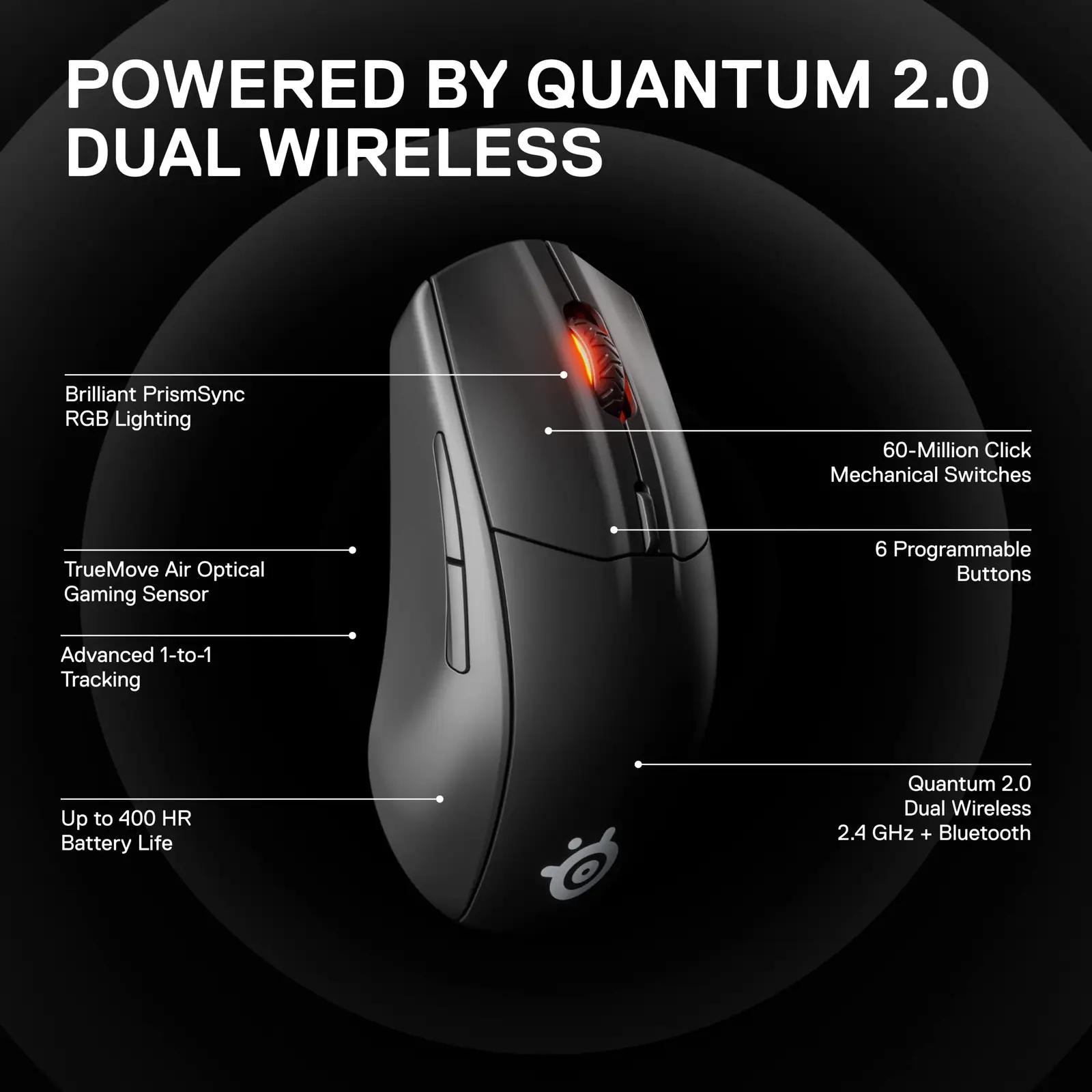 SteelSeries vastupidav juhtmevaba mänguhiir — kuni 400h aku – pakend ja tarvikud