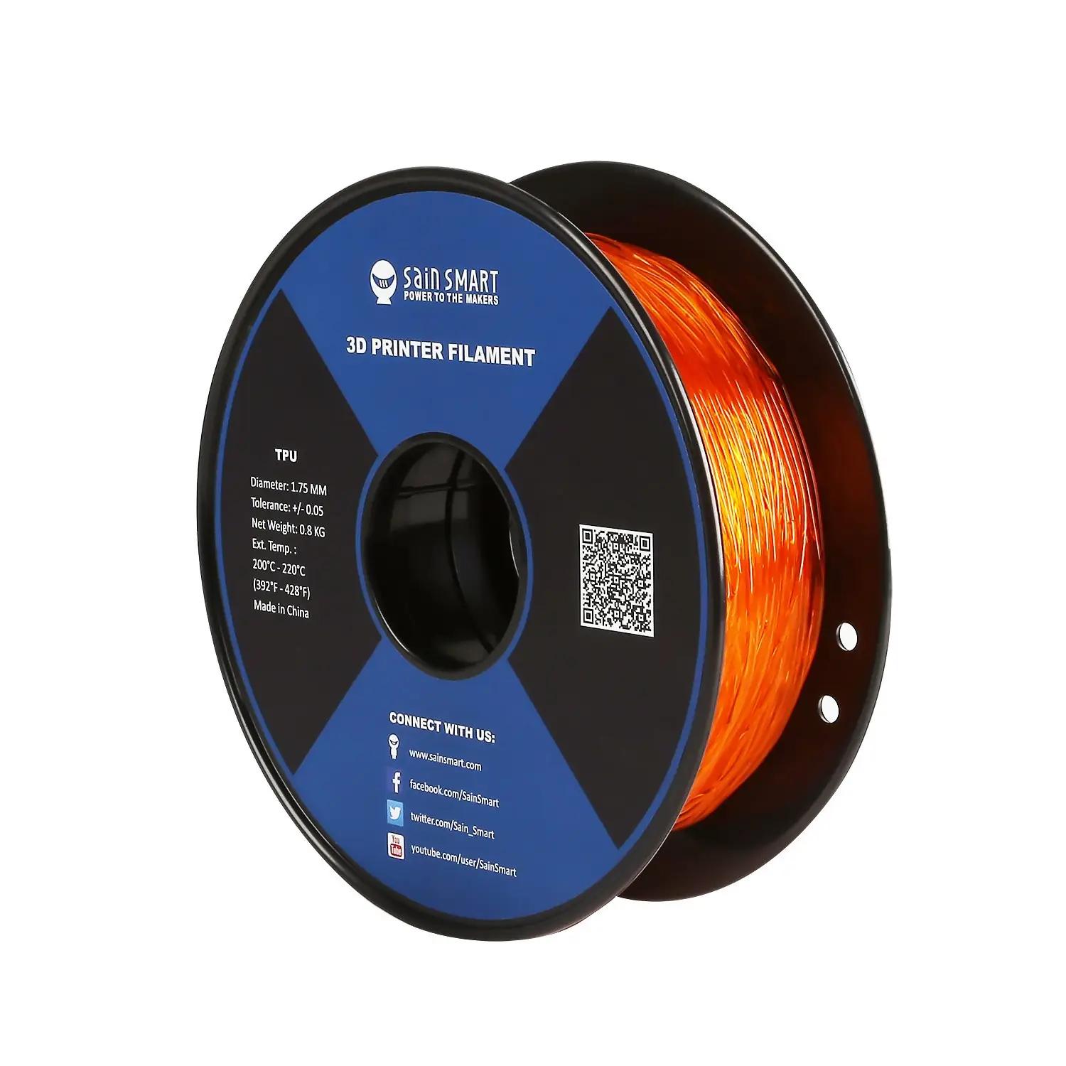 sainsmart elastne TPU filament 1,75 mm – vastupidav ja painduv – pakend ja tarvikud