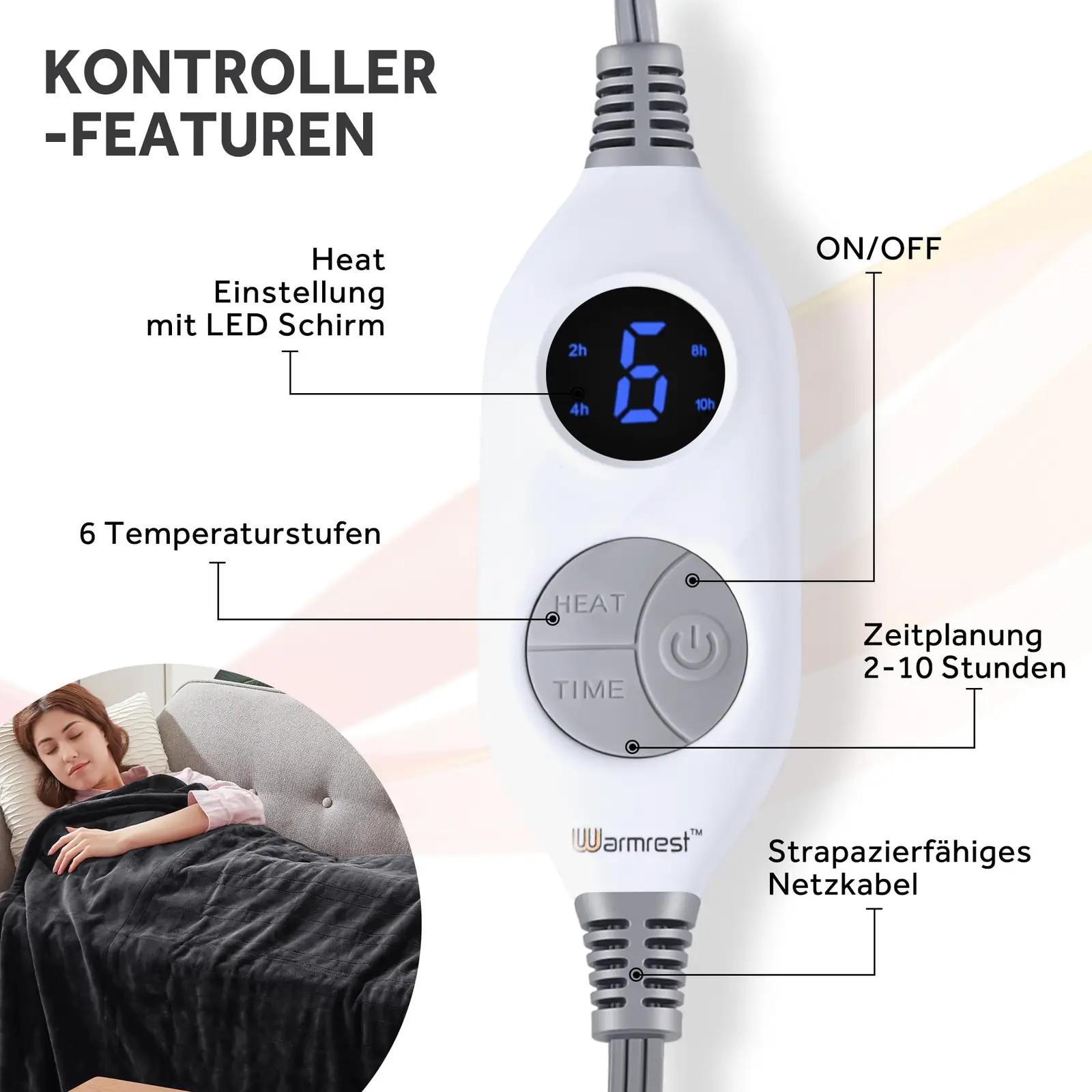 Warmrest pehme flanellist elektriline tekk — mugav soojus – detailne vaade