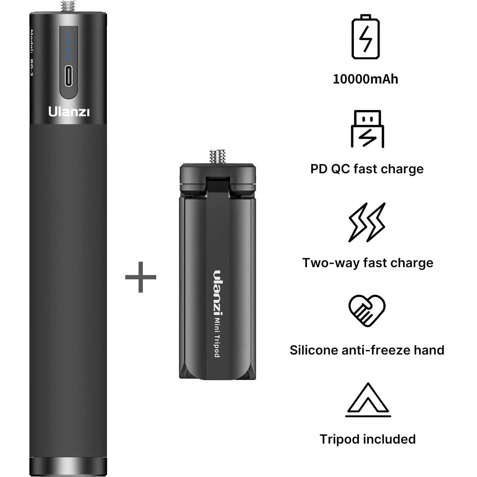 ULANZI alumiiniumist võimas 10000mAh BG-3 akutugi vlogimiseks – pakend ja tarvikud