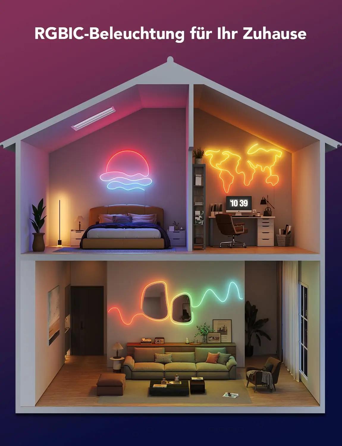 Govee silikoonne Neon Rope Light 5m – painduv seinakaunistus – pakend ja tarvikud
