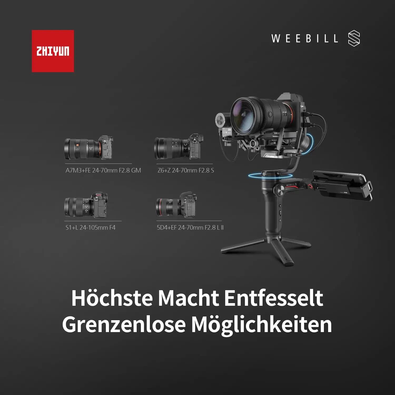 ZHIYUN Weebill S kerge 3-teljeline kaamerastabilisator – pakend ja tarvikud