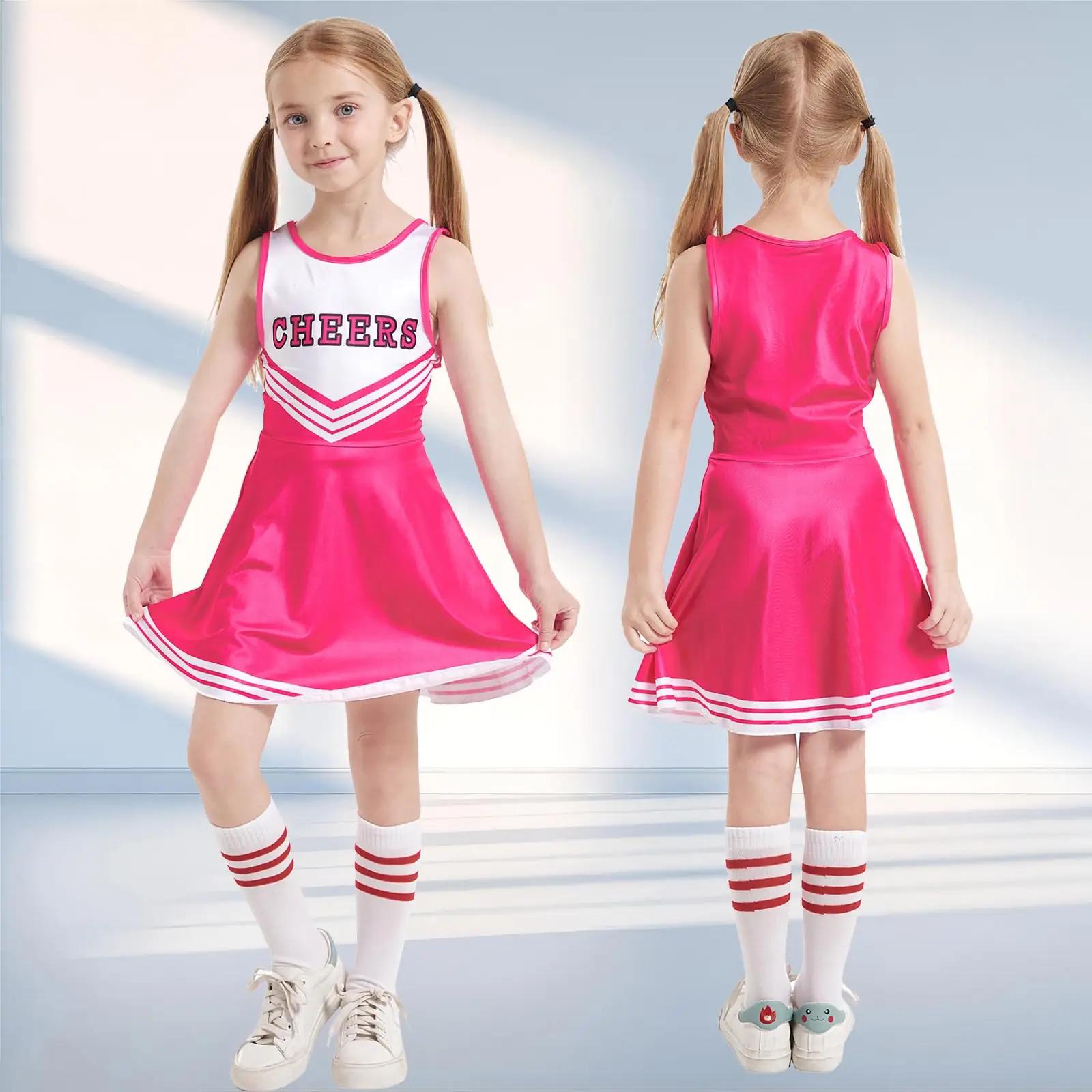 Cnexmin roosa princesstiline cheerleader-kostüüm lastele – detailne vaade