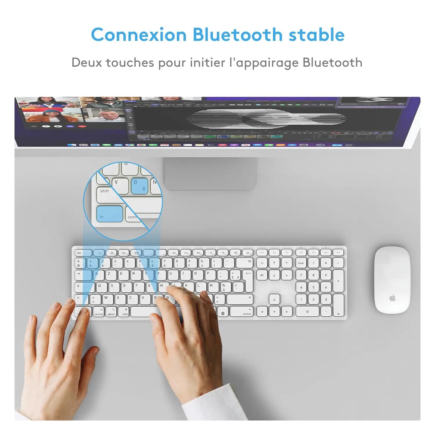Yivandi valge Mac-ühilduv AZERTY klaviatuur – mugav äritegevuseks – kasutusnäide