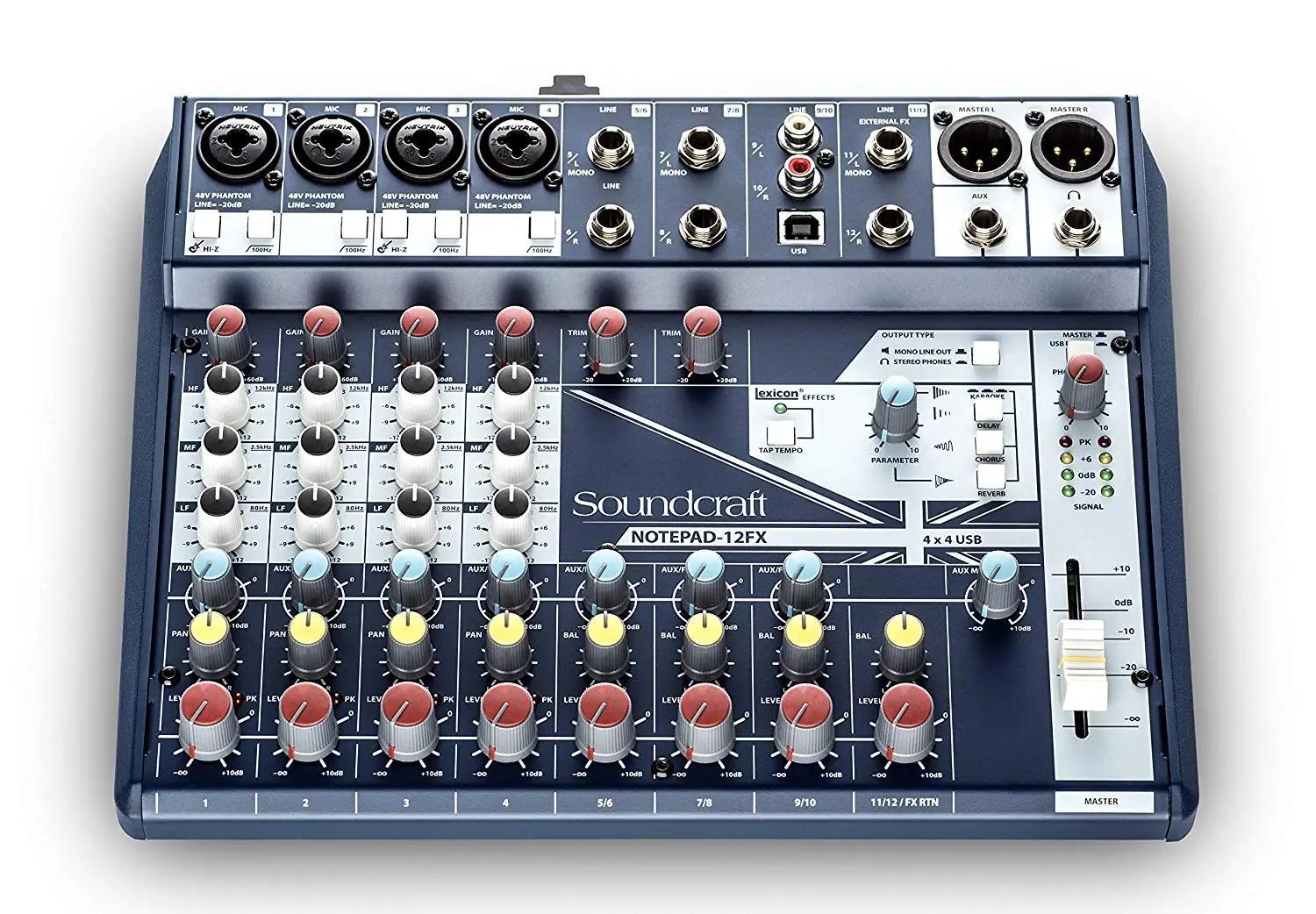 Soundcraft segaja Notepad 12 FX — kompaktne stuudiopõhine – pakend ja tarvikud