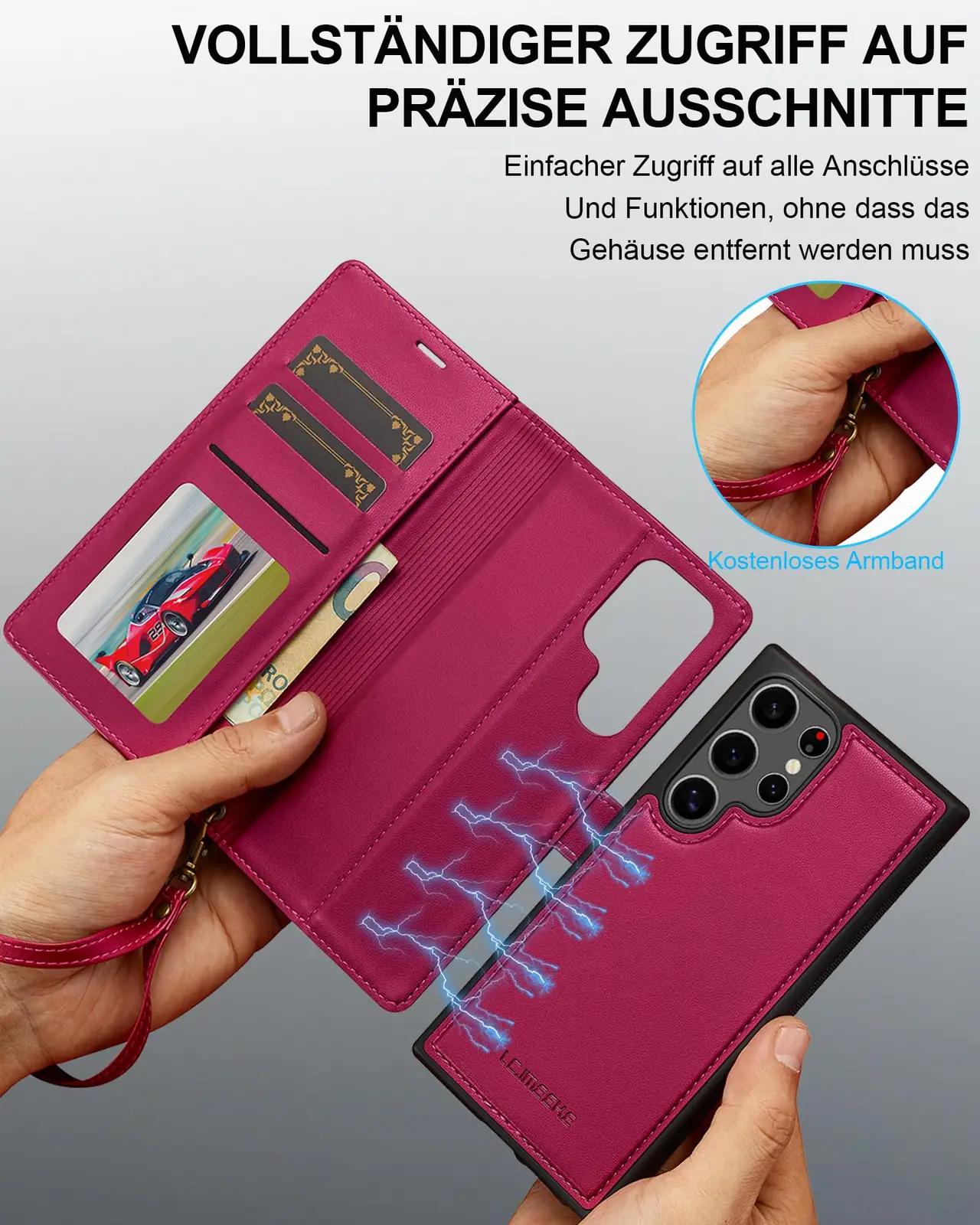 Ailicici nahkkaitse Galaxy S23 Ultra – magnetiline 2‑in‑1 – detailne vaade
