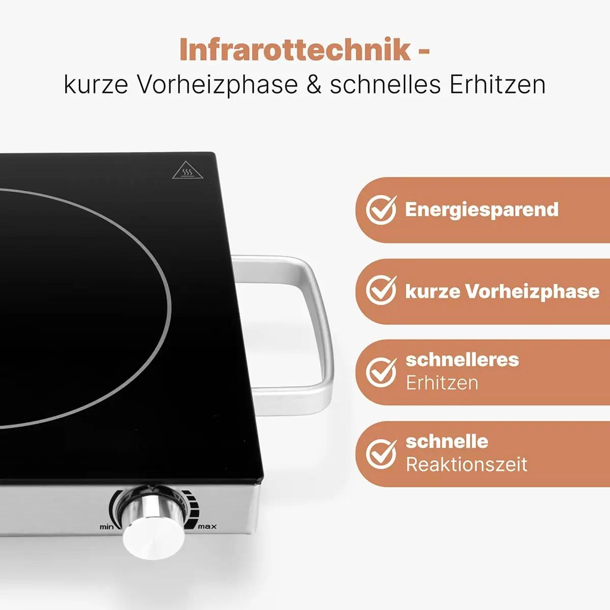 Profi Cook klaas-keramika üksikupliit — energiasäästlik 2000W – kasutusnäide
