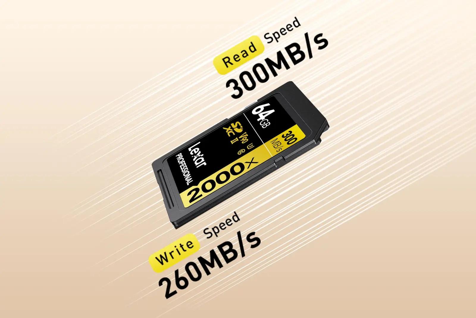 Lexar mälukaart 64GB SDXC UHS-II — kiire videole ja – detailne vaade