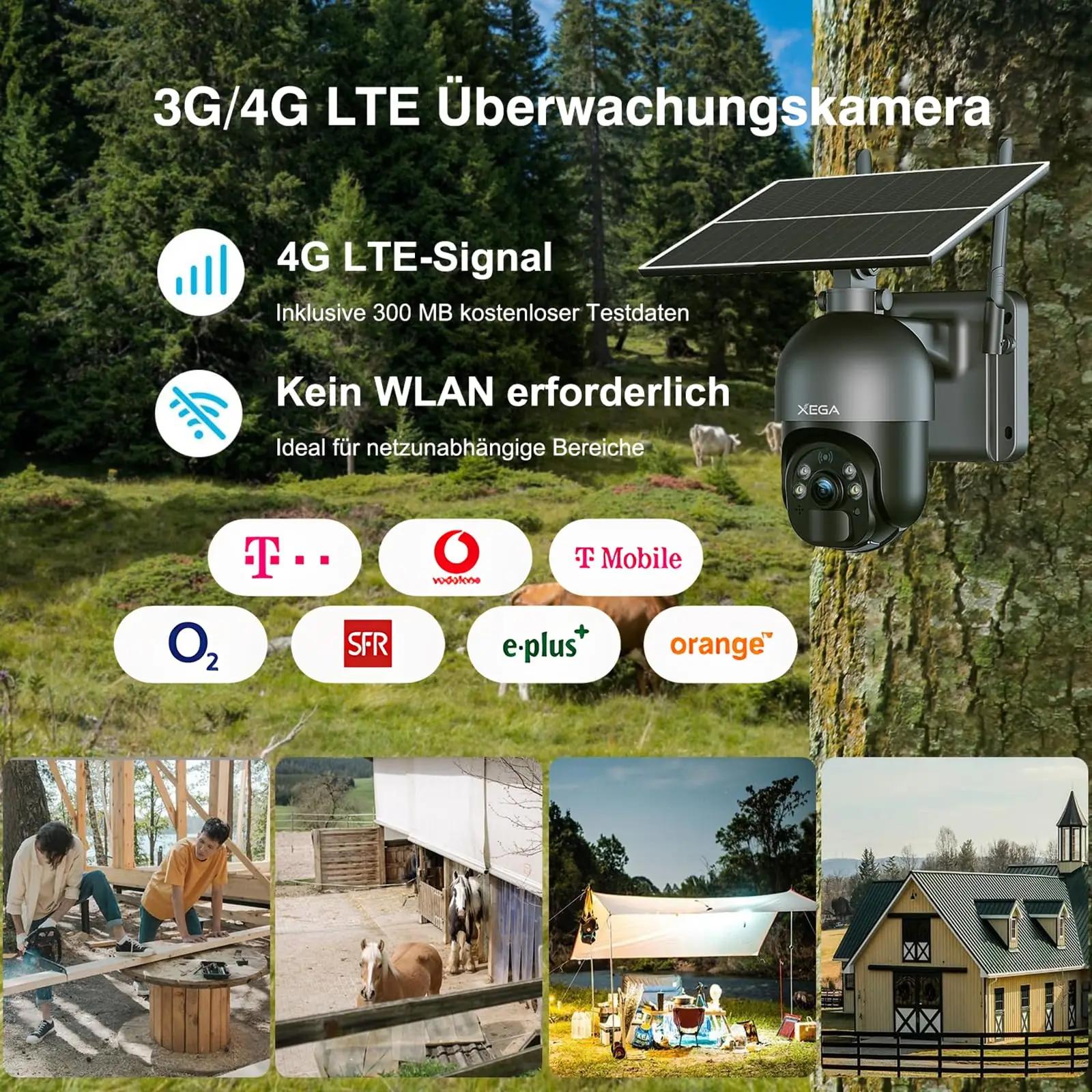 Xega välikaamera päikesepaneeliga — 4G ja 2K värvi öövaade – detailne vaade