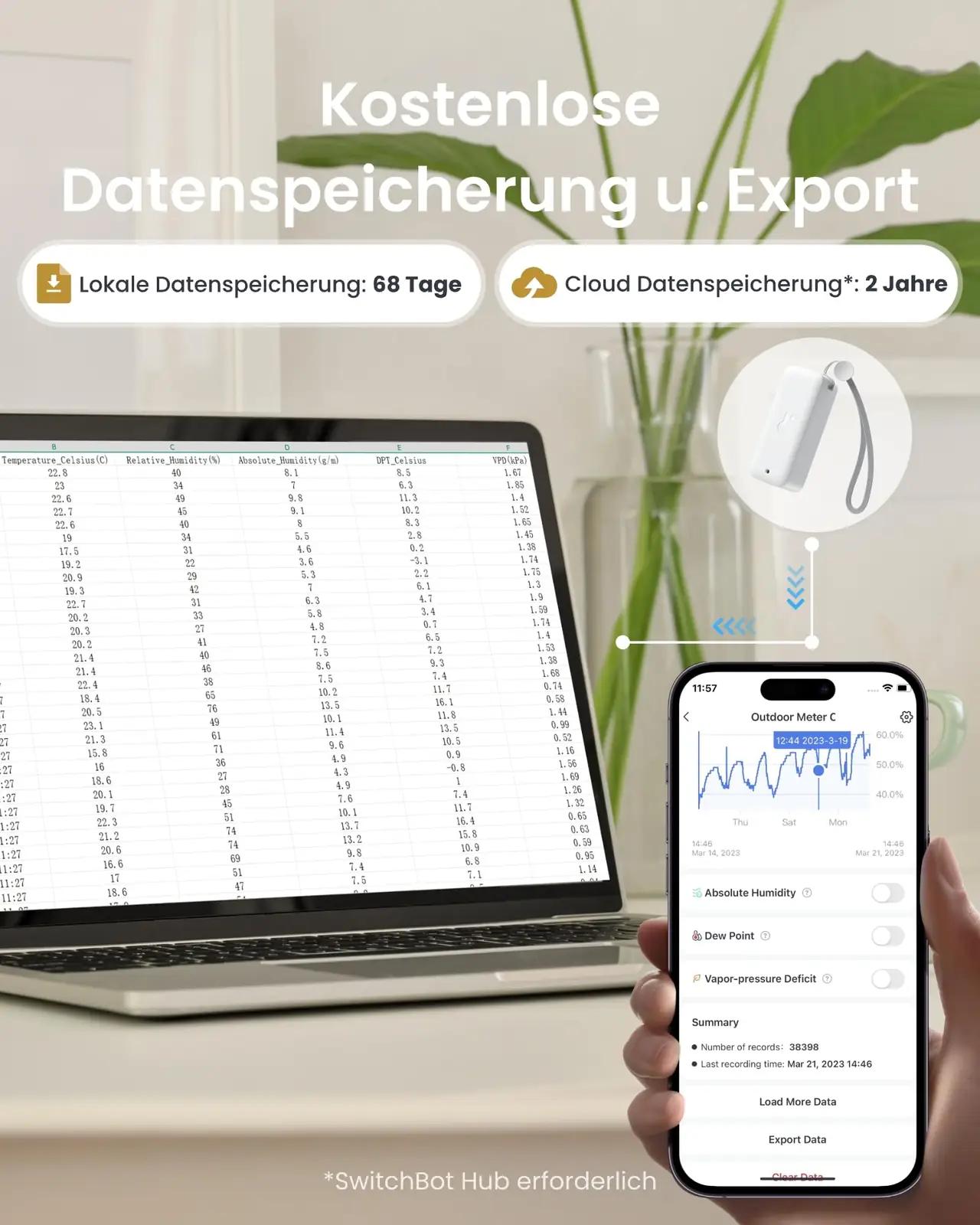 SwitchBot vastupidav niiskus- ja temperatuuriandur komplekt – kasutusnäide