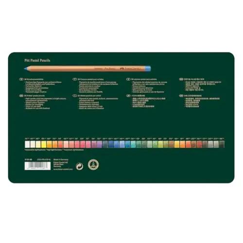 Faber-Castell kunstipastellid 36 tk — metallkarbis loovuseks – pakend ja tarvikud