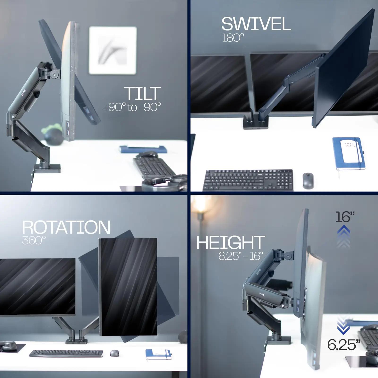 VIVO stiilne terasest topeltmonitori kinnitus – pilt 8