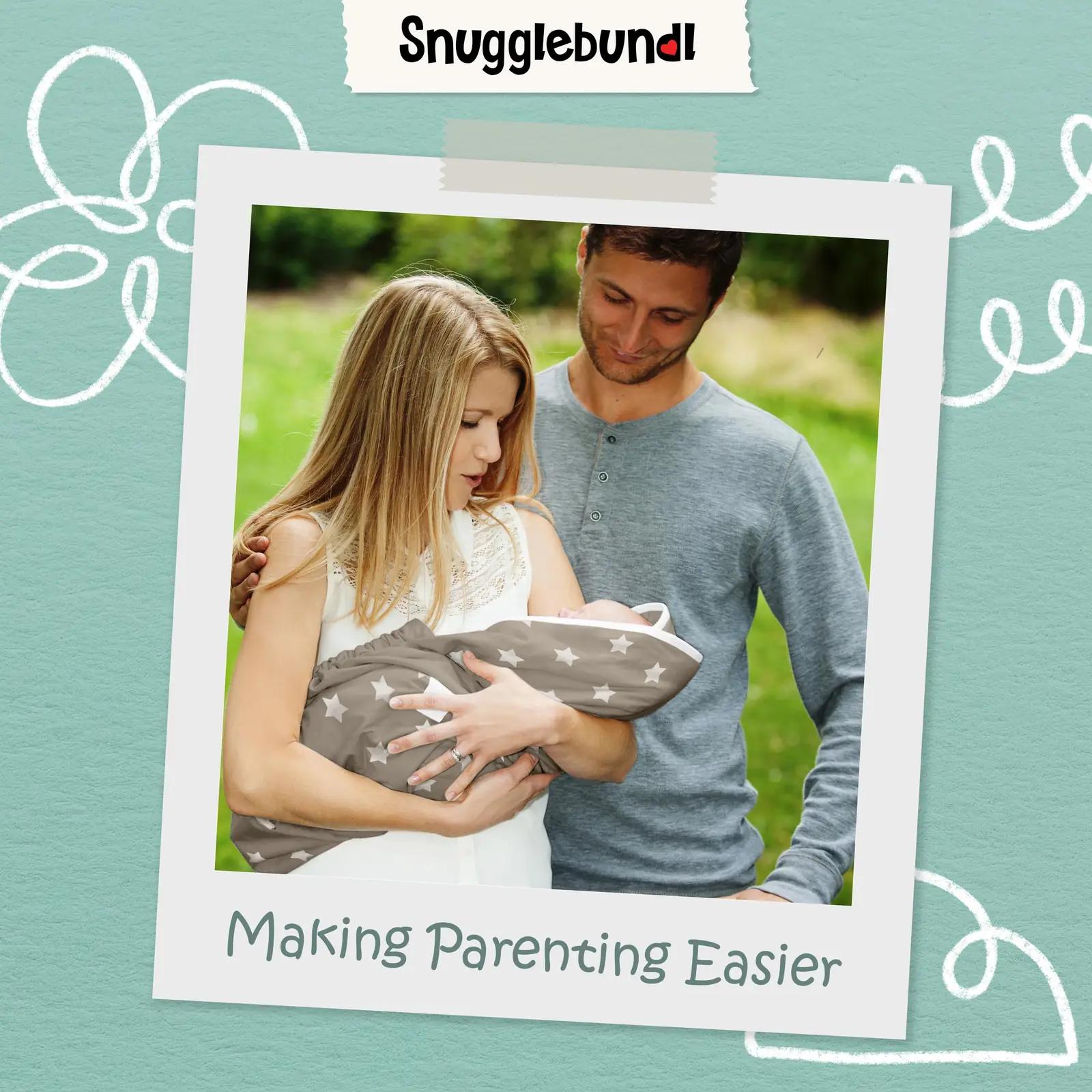 Snugglebundl pehme puuvillane mähkmekate – hall tähemuster – pilt 9