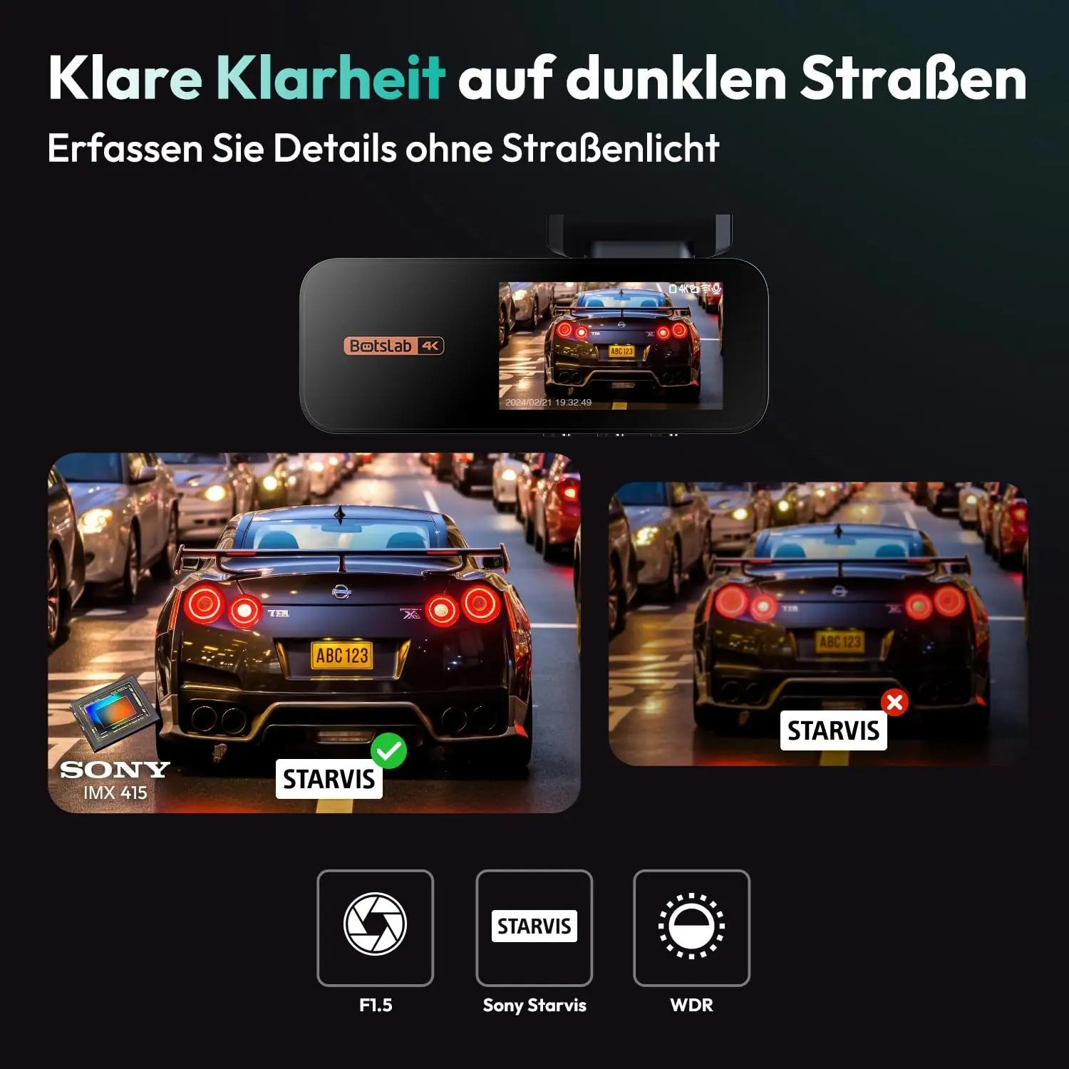 BOTSLAB 4K dashcam ees-tagant — öö-, GPS- ja parkivaht – pilt 6