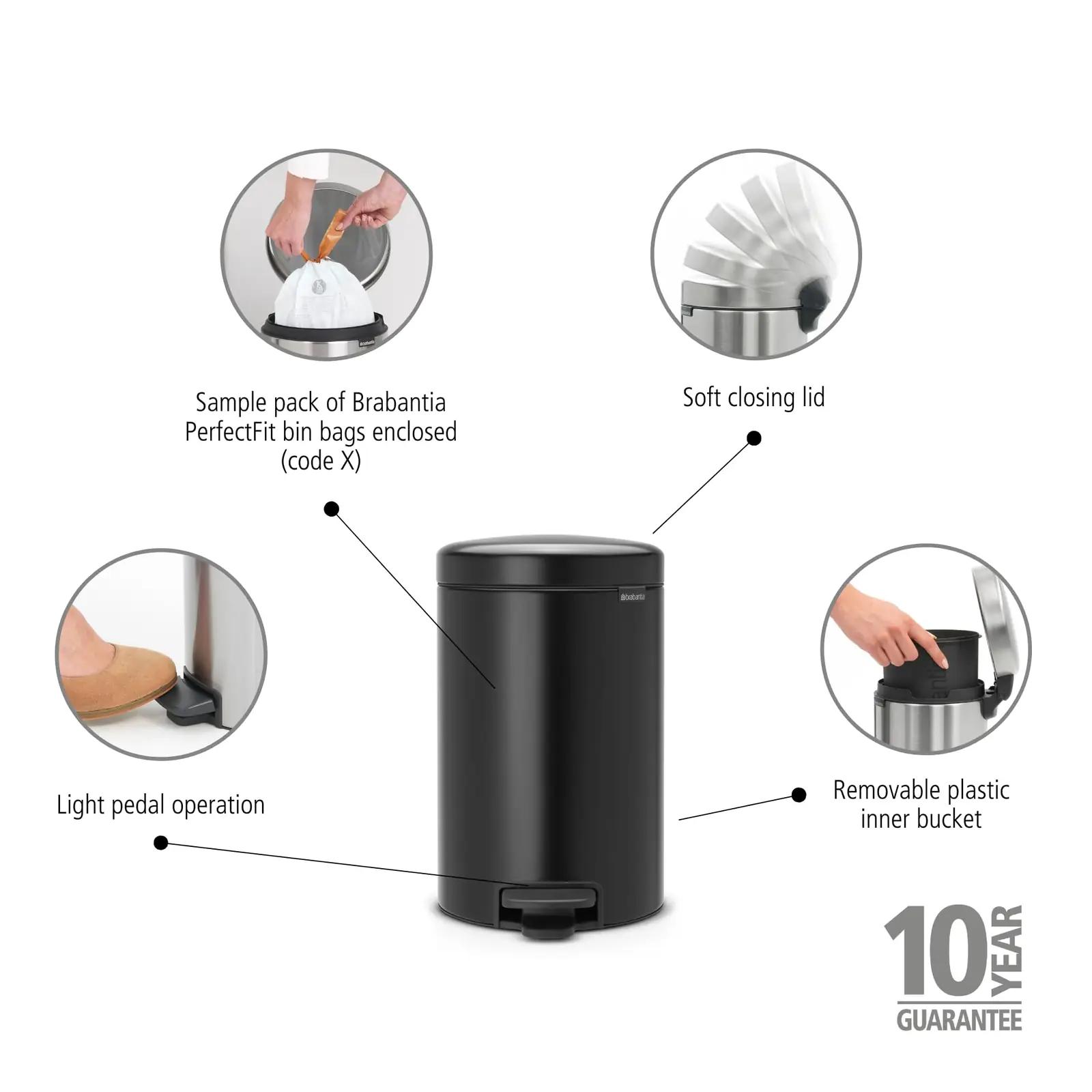 Brabantia matt must prügikast 12 L — vastupidav ja stiilne – detailne vaade