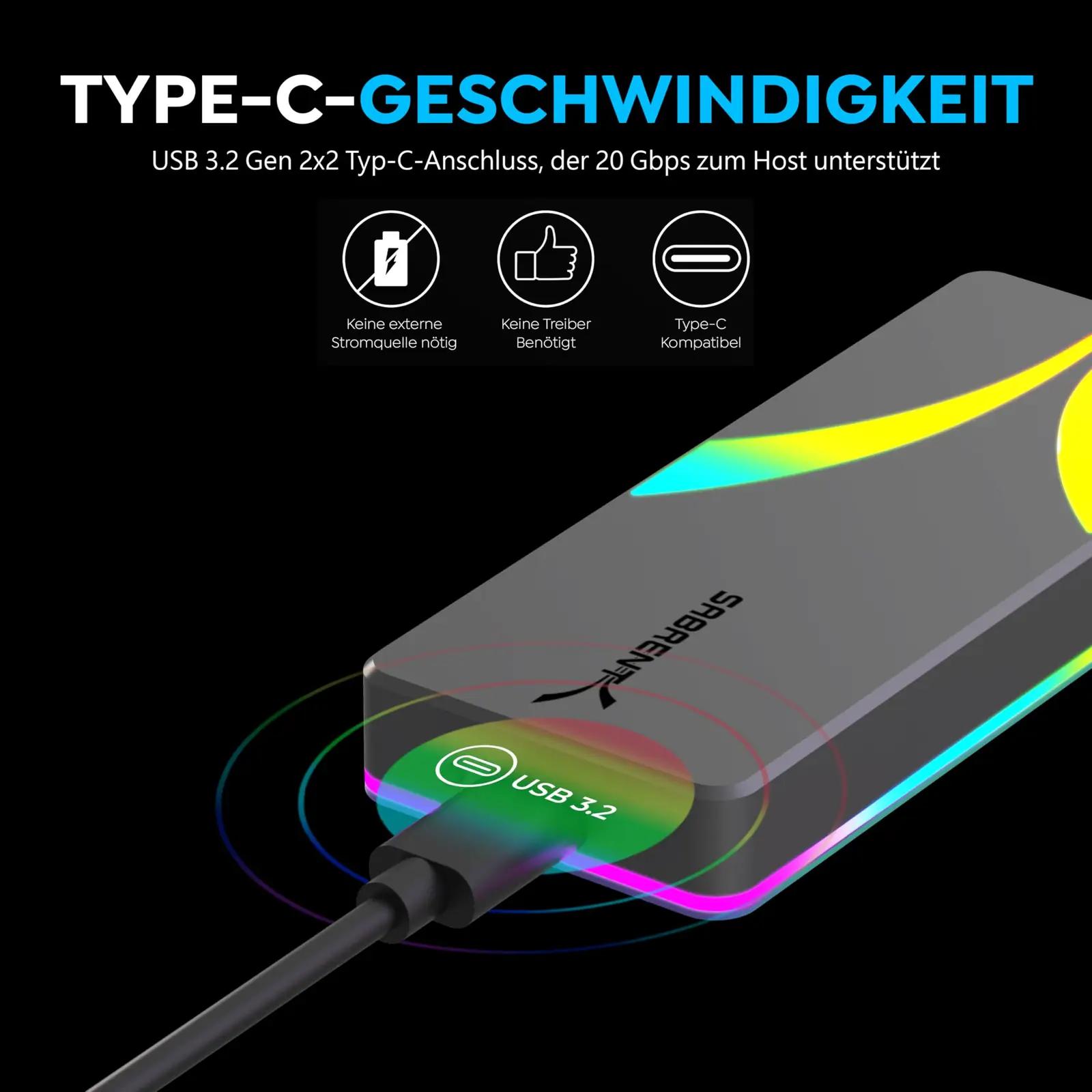 SABRENT alumiiniumist RGB SSD-korpus – kiire ja stiilne – kasutusnäide