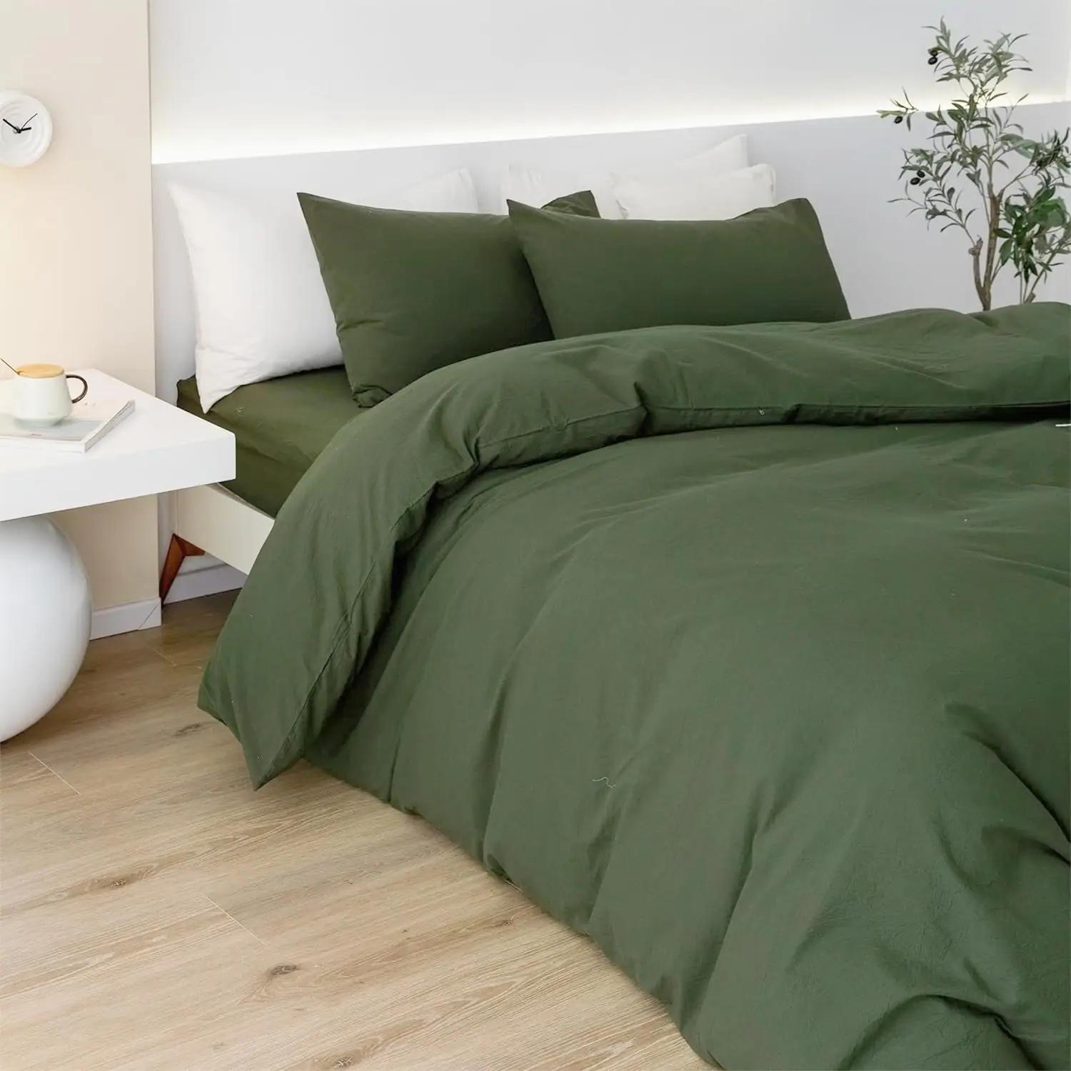 Gezu puuvillane voodipesukomplekt 140×200 cm – naturaalne oliv – pakend ja tarvikud