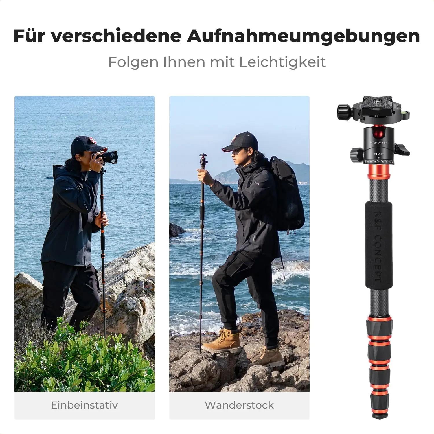 K&F CONCEPT kerge süsinikkiust statiiv 152 cm – kasutusnäide