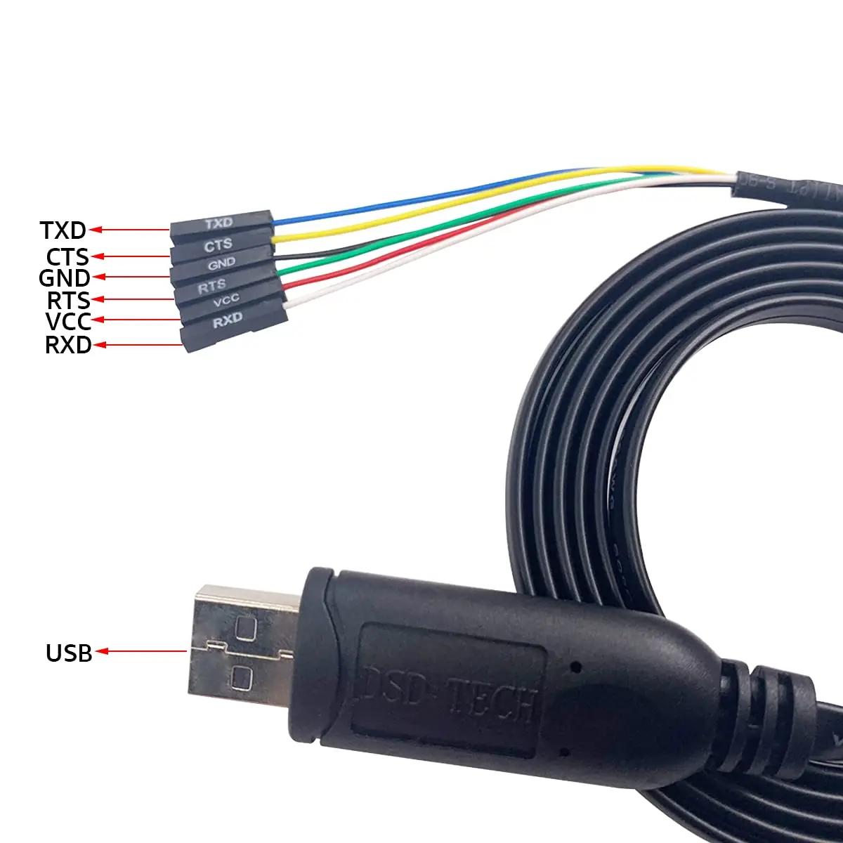 DSD TECH vastupidav USB-TTL kaabel 1.8 m – FTDI tugi – detailne vaade