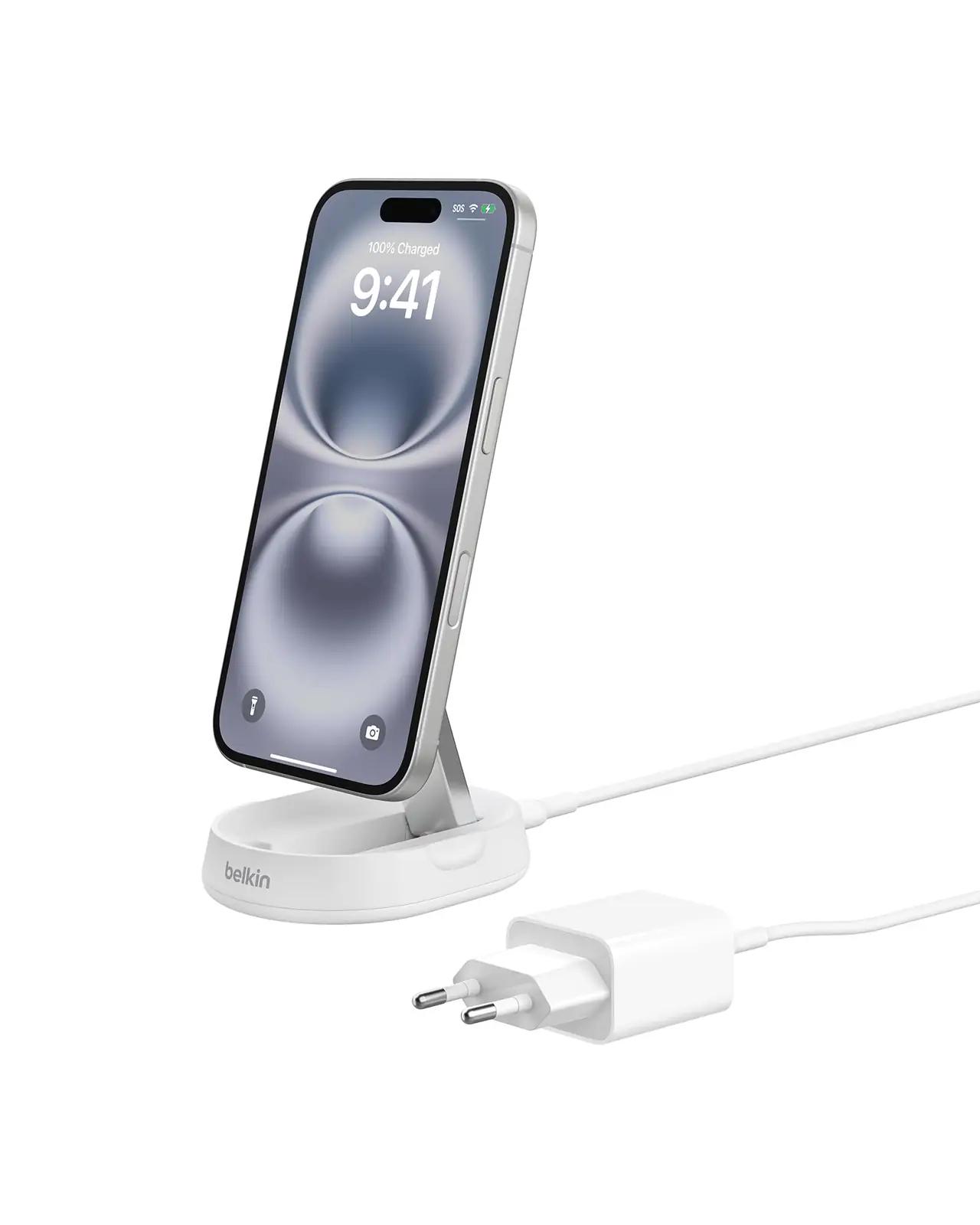 Belkin laadija 15W metallist Qi2 pad koos 20W toiteplokiga