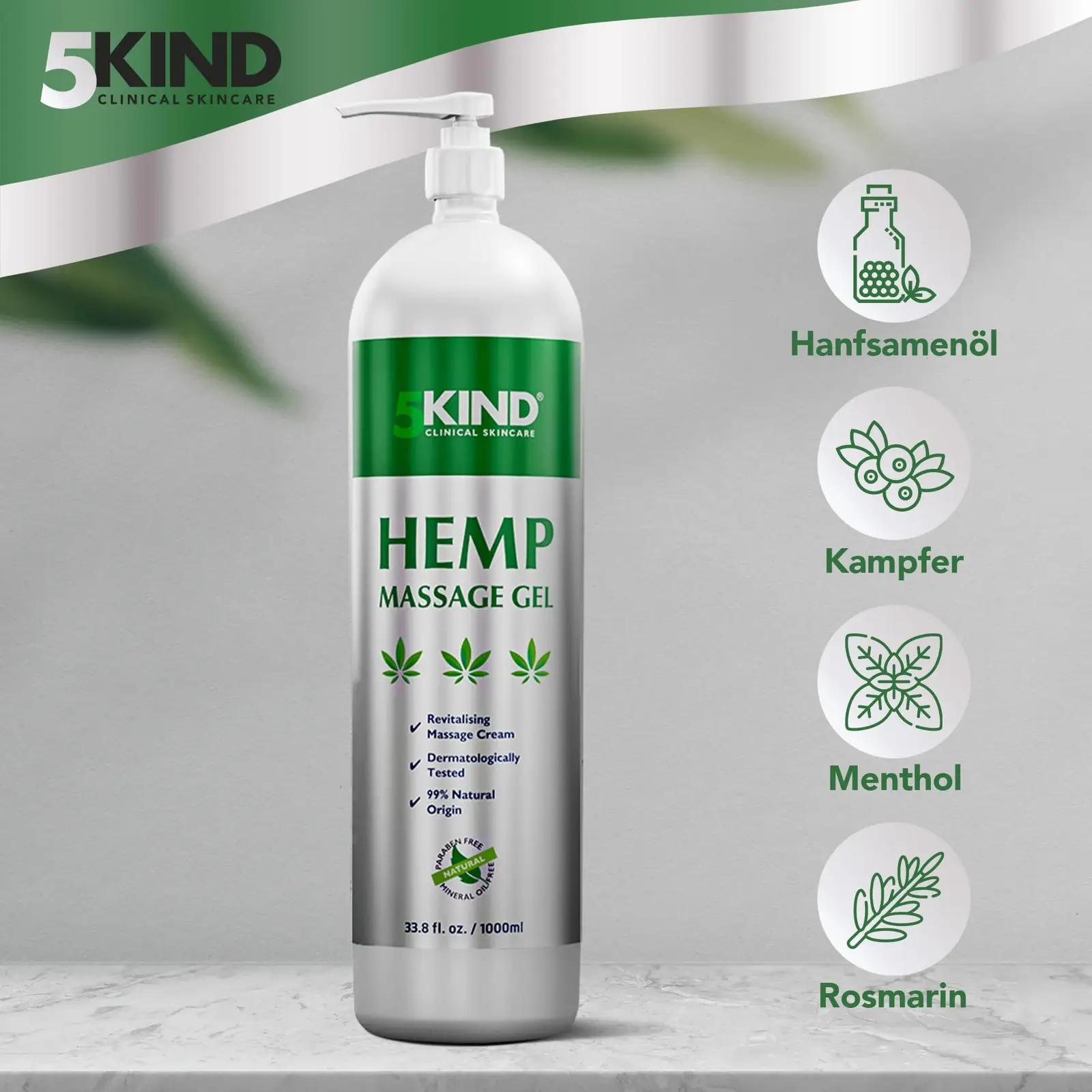 5kind clinical skincare tugevatoimeline Hanf-Aktivgel 1000ml – pakend ja tarvikud