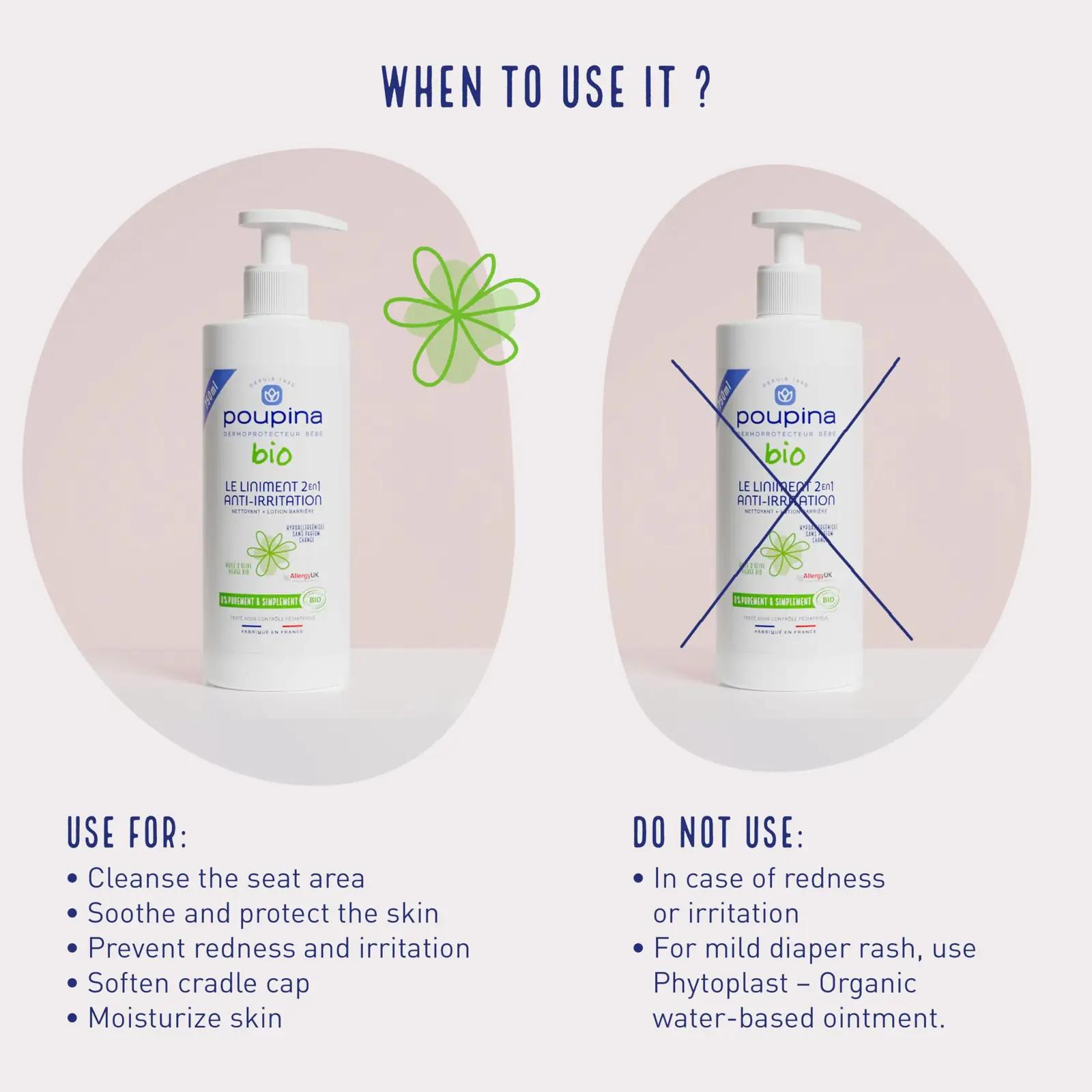 Poupina õlivine beebi liniment 2in1 – looduslik kaitse 750 ml – kasutusnäide