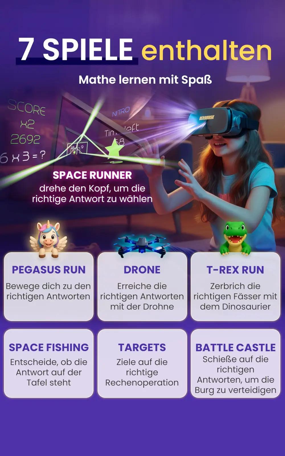 Heromask laste VR-prillid matemänguga — arendav kingitus – pakend ja tarvikud