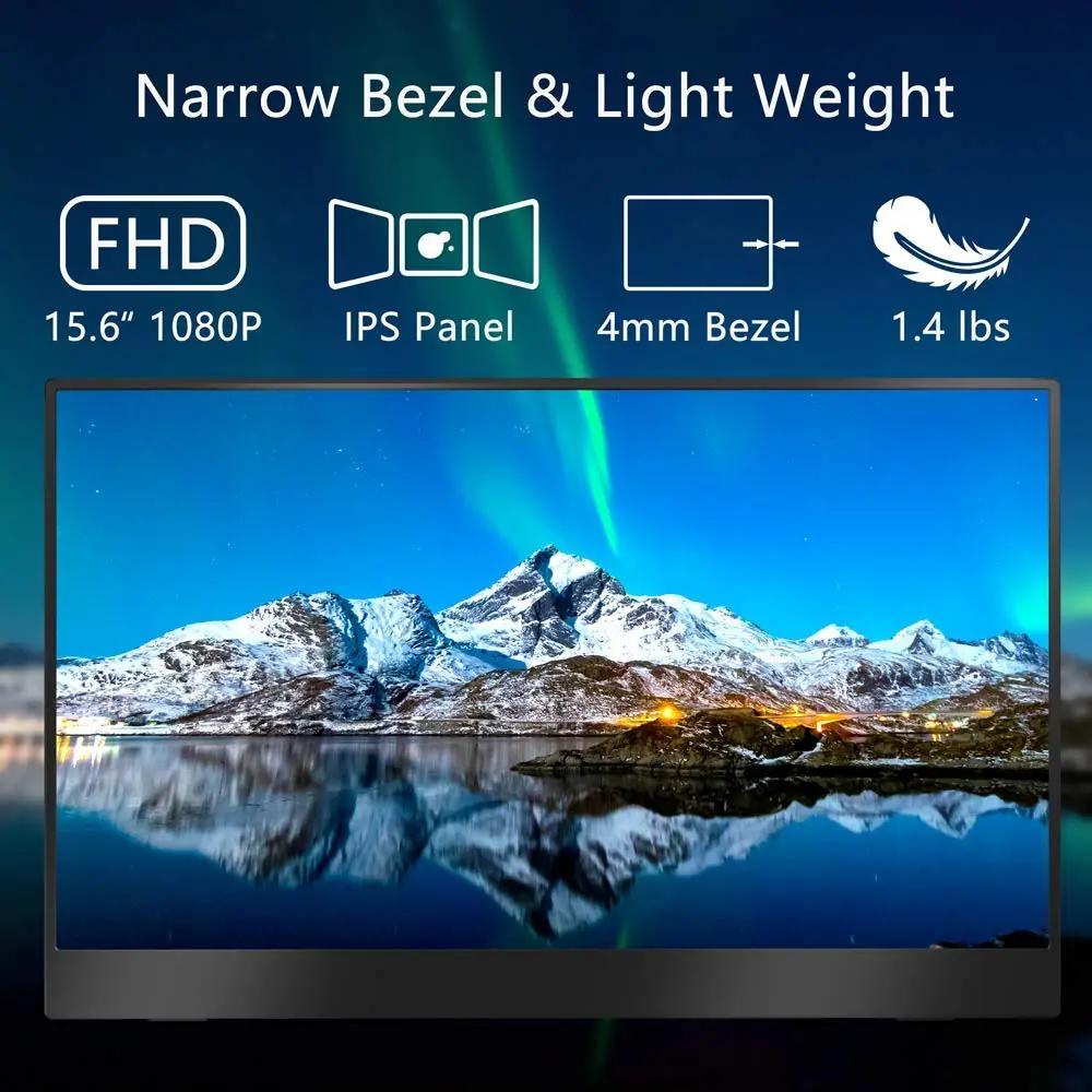 cocopar kaasaskantav USB-C 15,6″ FHD monitor nutikasse kestasse – pakend ja tarvikud