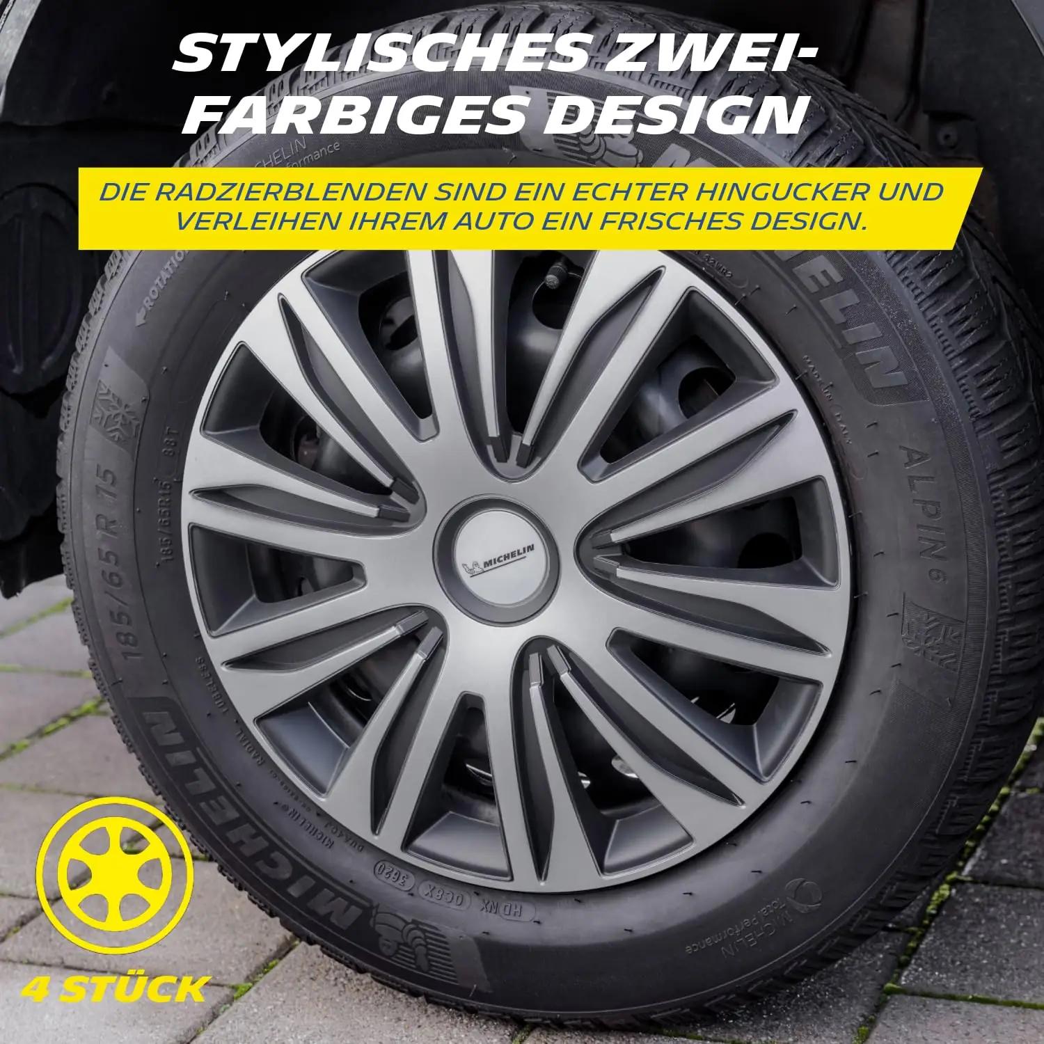 MICHELIN 15″ ABS rattaokapid — vastupidav ja stiilne välimus – pakend ja tarvikud