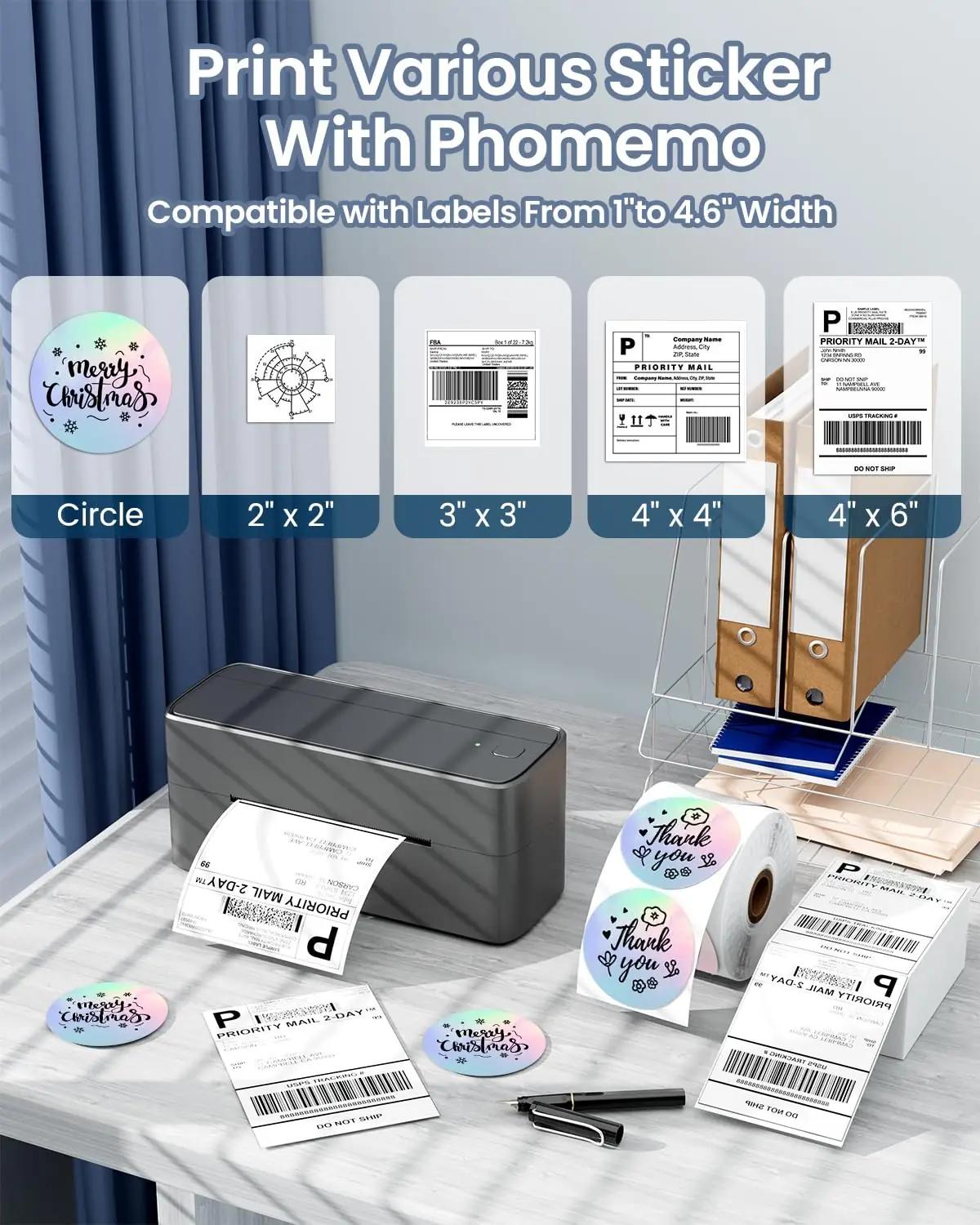 Phomemo nutikas termoprinter — mobiilne 4×6 etikettide trükkimine – detailne vaade