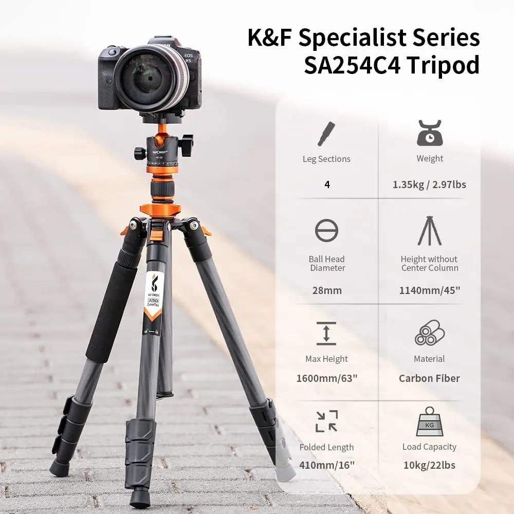 K&F CONCEPT süsinikkiust reisiseljatugi kaamerale — kerge ja – detailne vaade