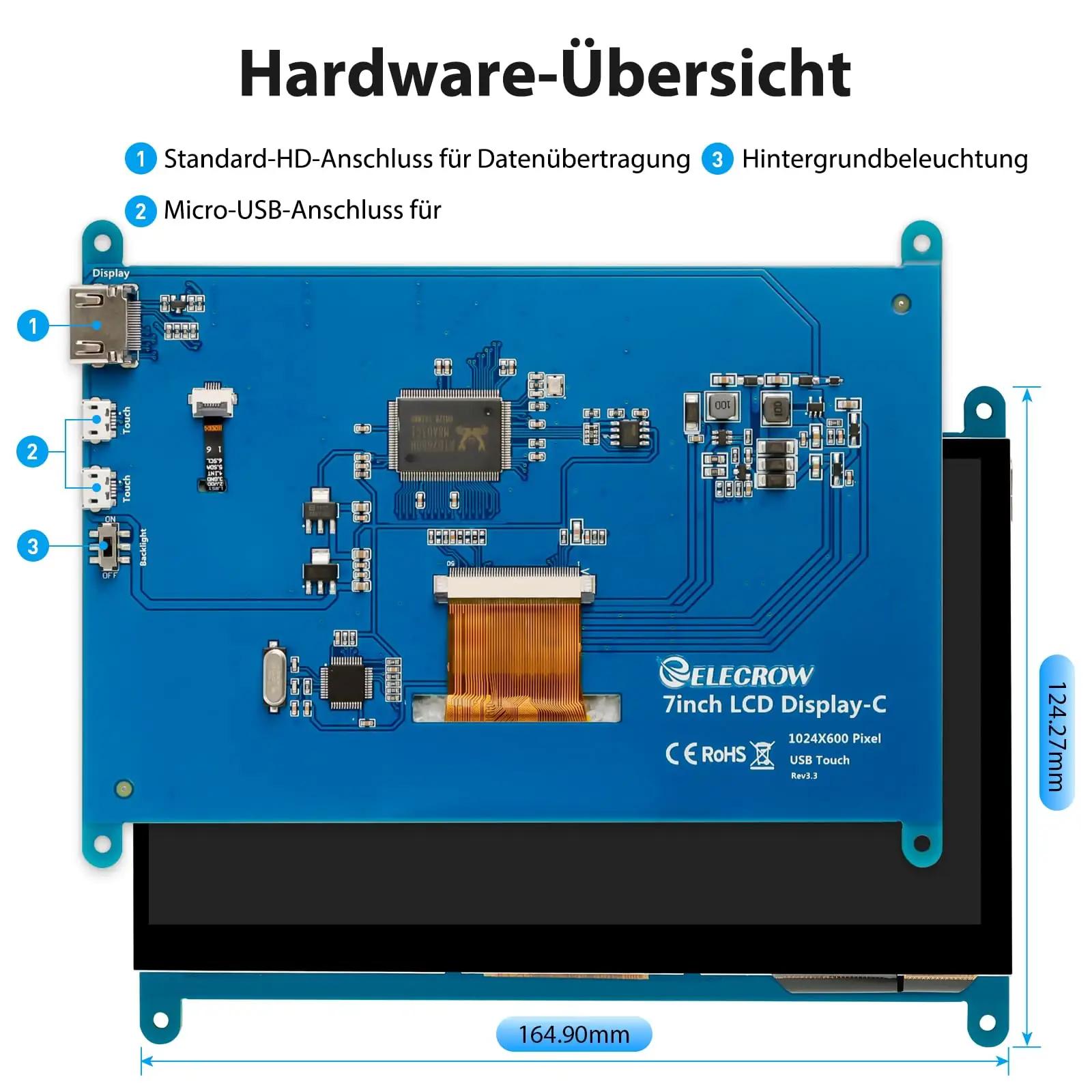 ELECROW 7-tolline HD puuteekraan Raspberry Pi ja DIY projektidele – pilt 6