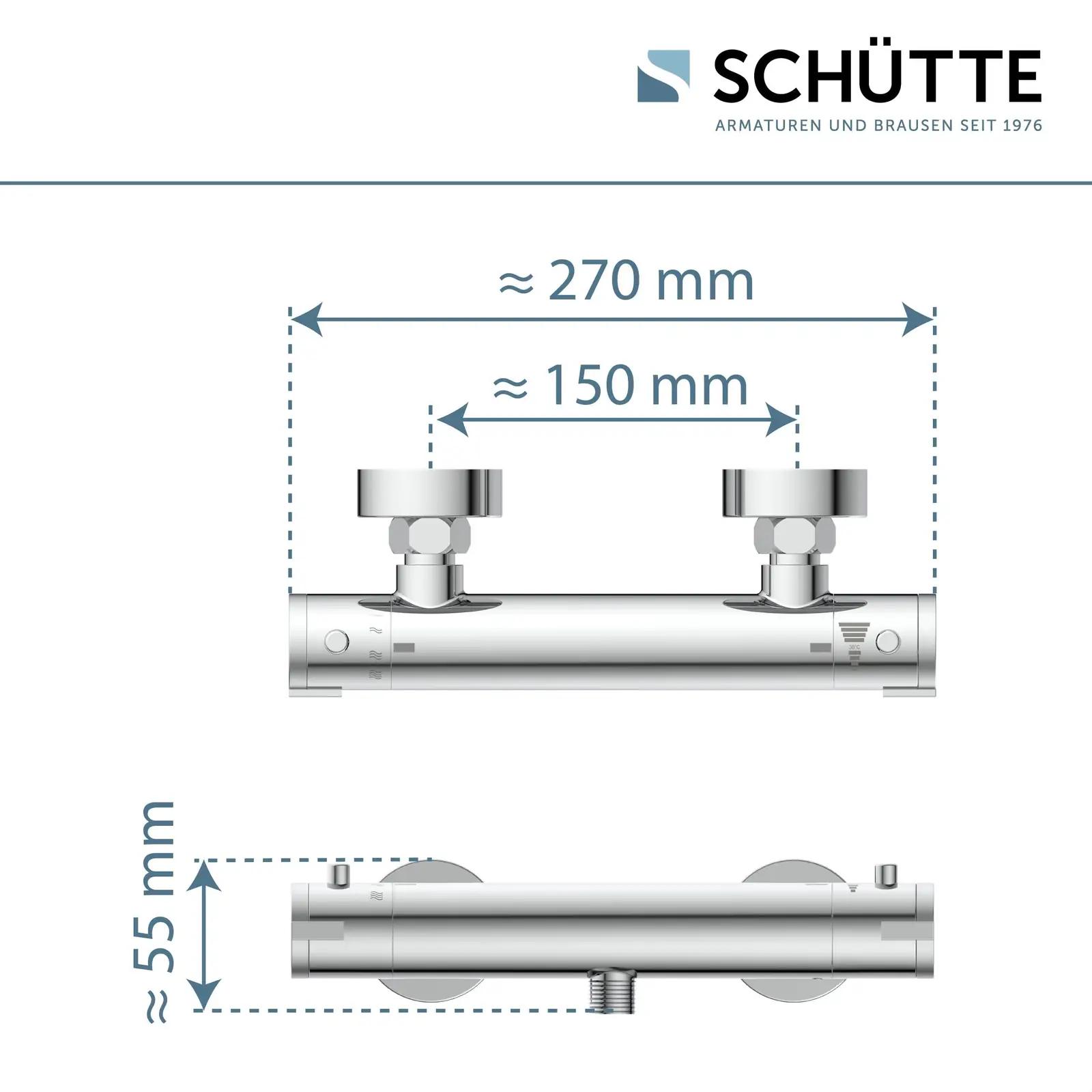 Schütte kromiseeritud vannitoa termostaatsegisti – matt messing – lisavaade