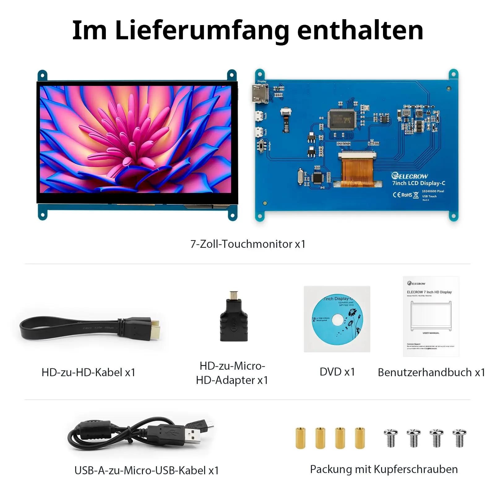 ELECROW 7-tolline HD puuteekraan Raspberry Pi ja DIY projektidele – pilt 7
