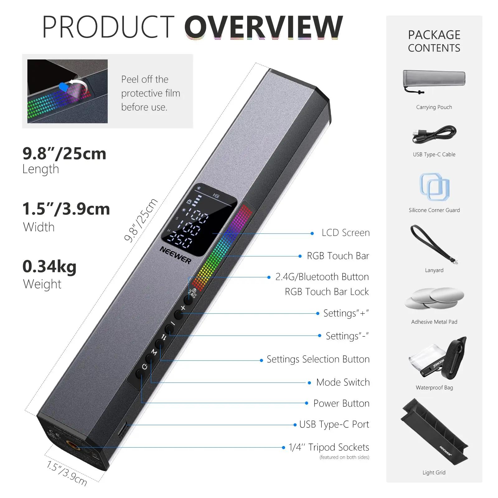 NEEWER metallist RGB valgusstang — reguleeritav heledusega – pilt 8