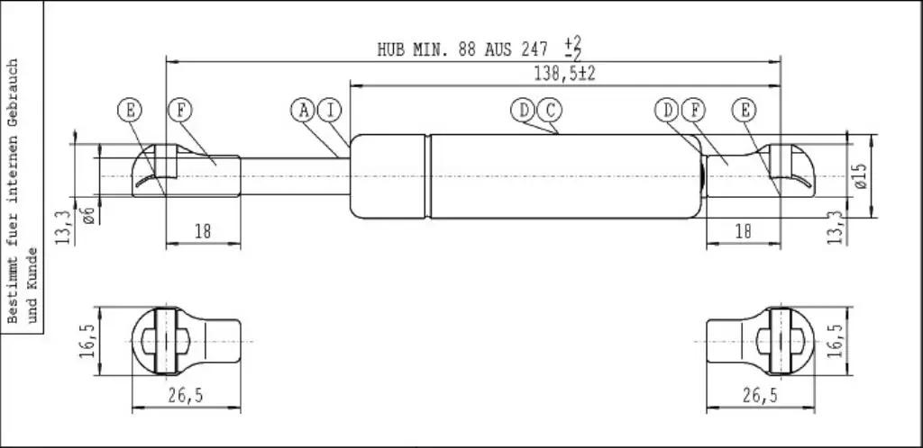 Stabilus vastupidav gaasisurve 100 N — tugev ja korrosioonikindel – detailne vaade